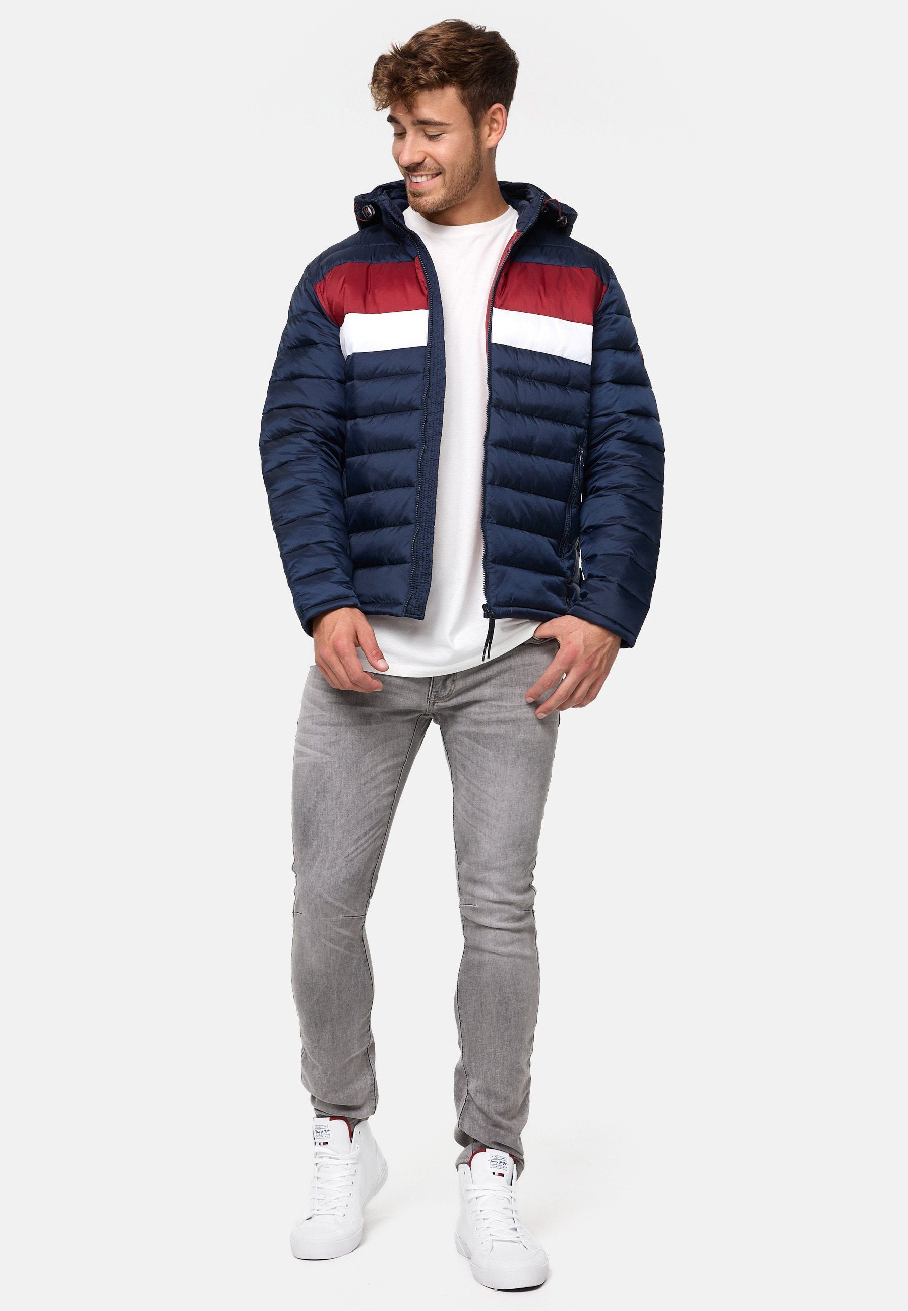 Indicode Steppjacke Herren Hampshire Herrenjacke Daunen-Optik mit elastischen Bündchen