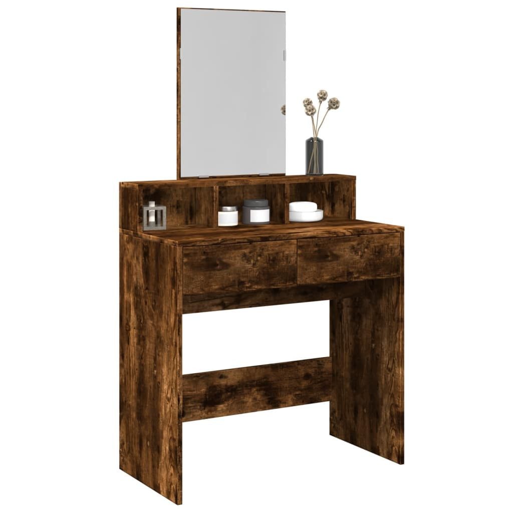 furnicato Schminktisch 80x41x144,5 cm in Räuchereiche mit viel Stauraum (1-St)