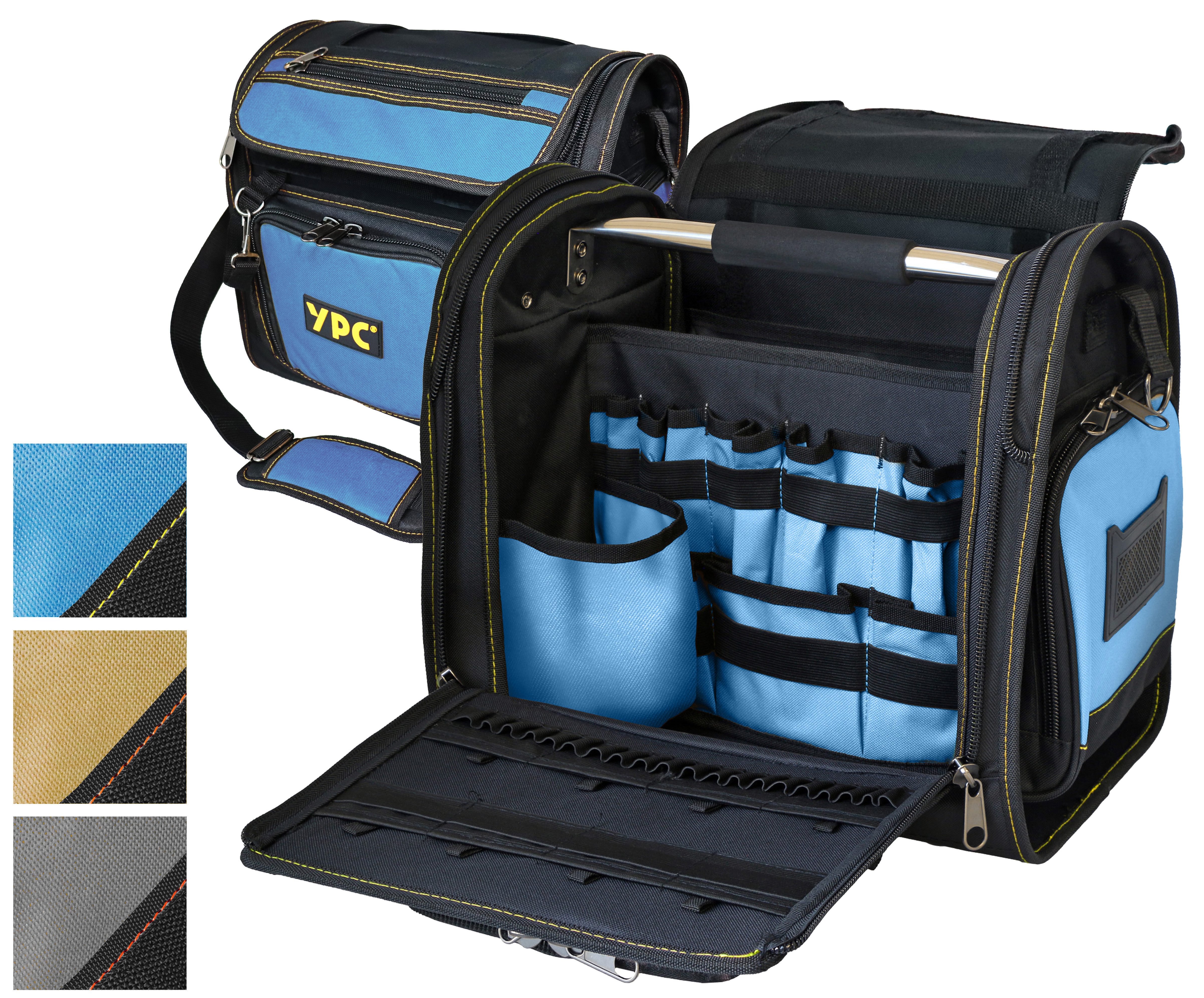 YPC Werkzeugtasche "Foreman" Werkzeugtasche XL, 37x36x27cm, 20 kg Tragkraft, praktisch, stabil, reißfest, modern, verstärkte Nähte und Nieten