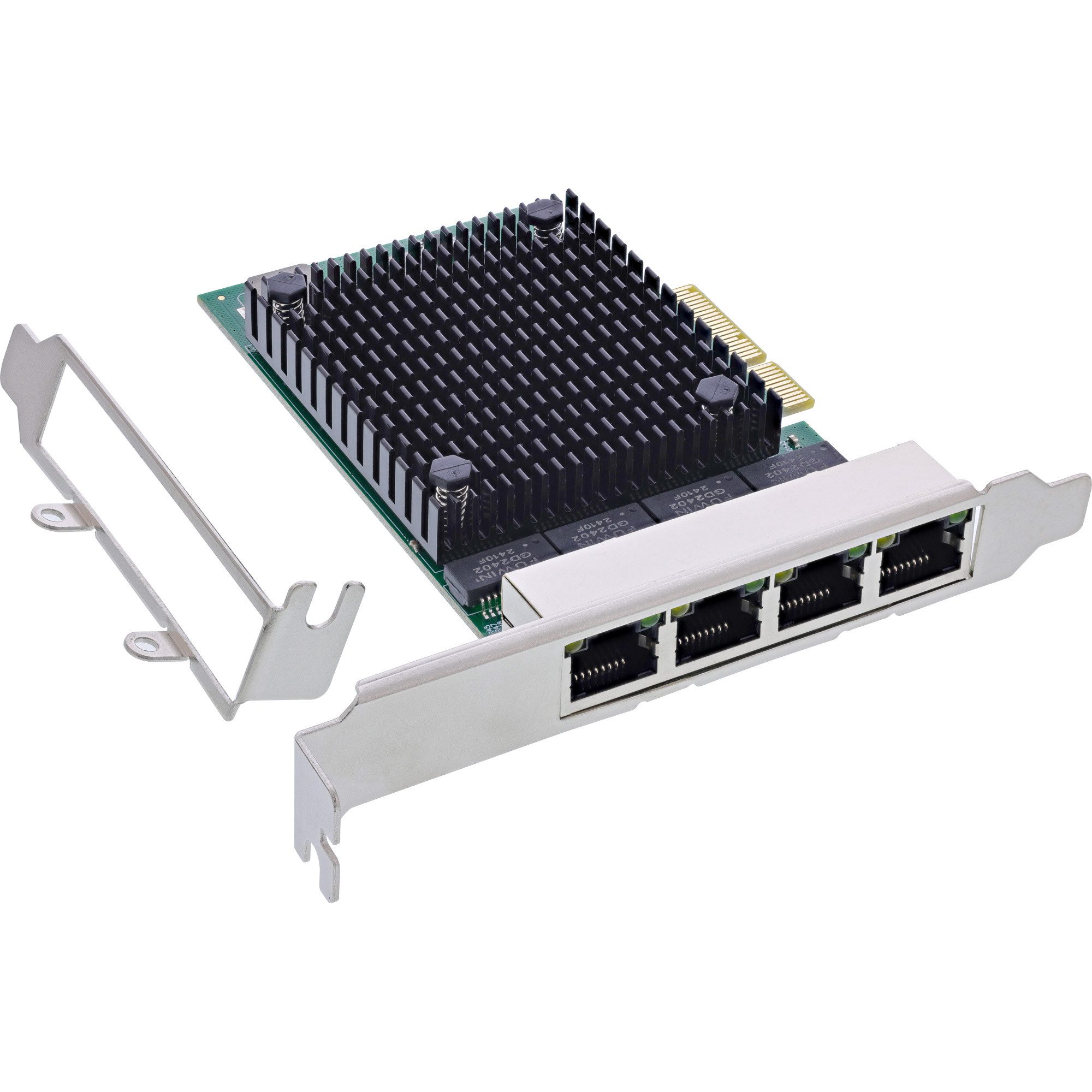 Inline Quad Gigabit Netzwerkkarte - 4x RJ45 2,5Gb/s - PCIe x4 - inkl. low pro Netzwerk-Adapter
