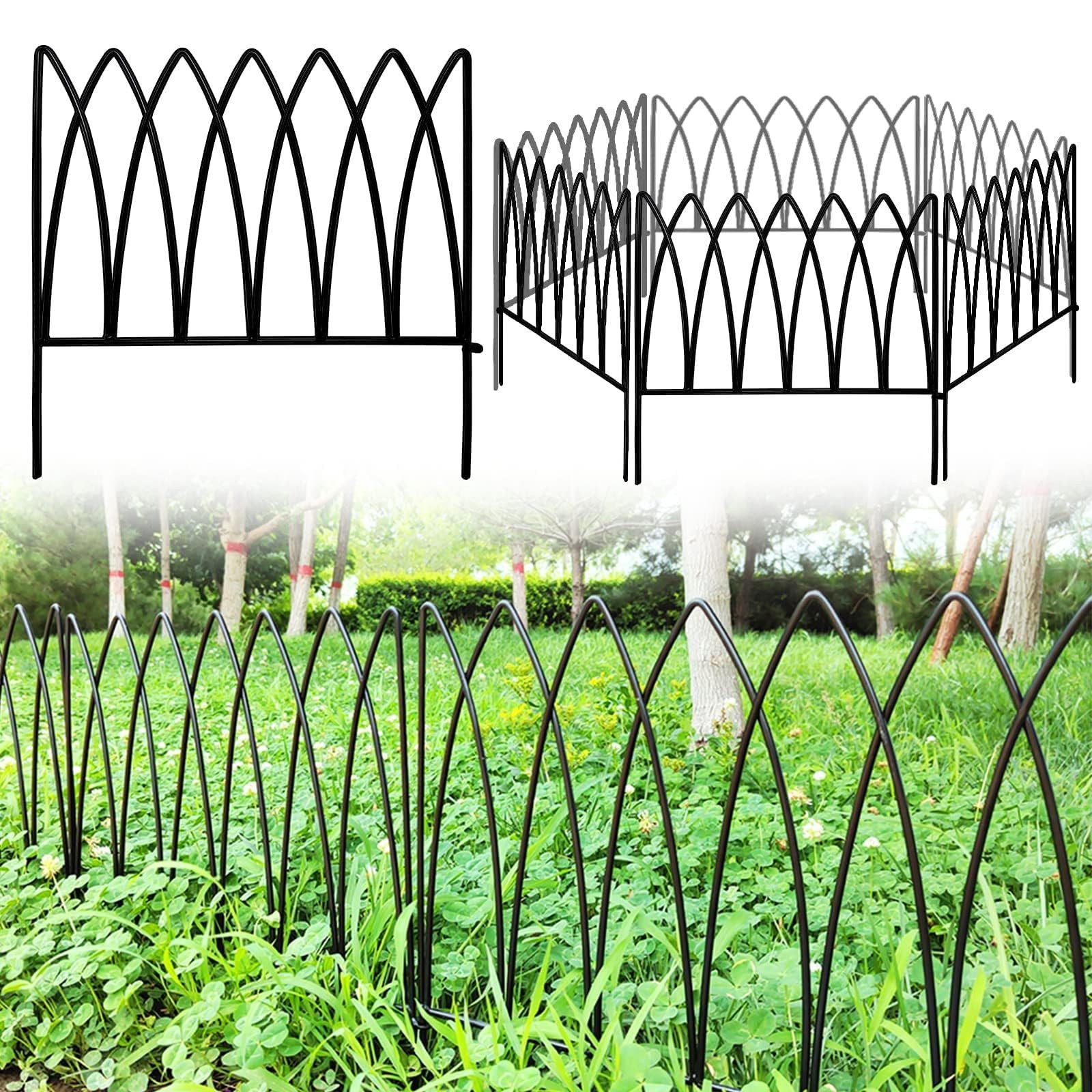 Thealyn Gartenzaun 40 cm x 2,8 m, schwarz, für Beet & Hof, Metall, (5-St), Weiter Einsatzbereich