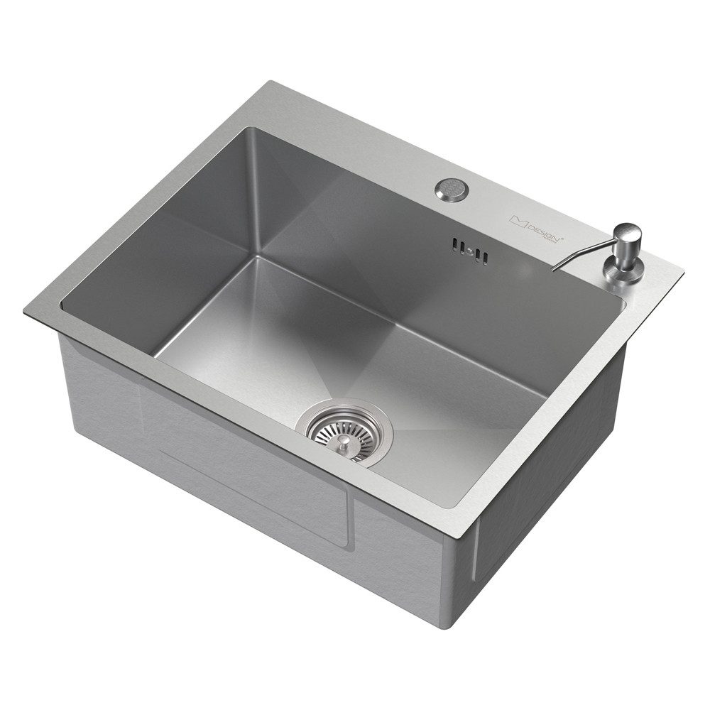ML-DESIGN Küchenspüle Spülbecken aus Edelstahl, mit Ab- und Überlaufgarnitur & Siphon, 55/45 cm, Silber Einzelbecken Waschbecken Küche Spüle Edelstahlspüle