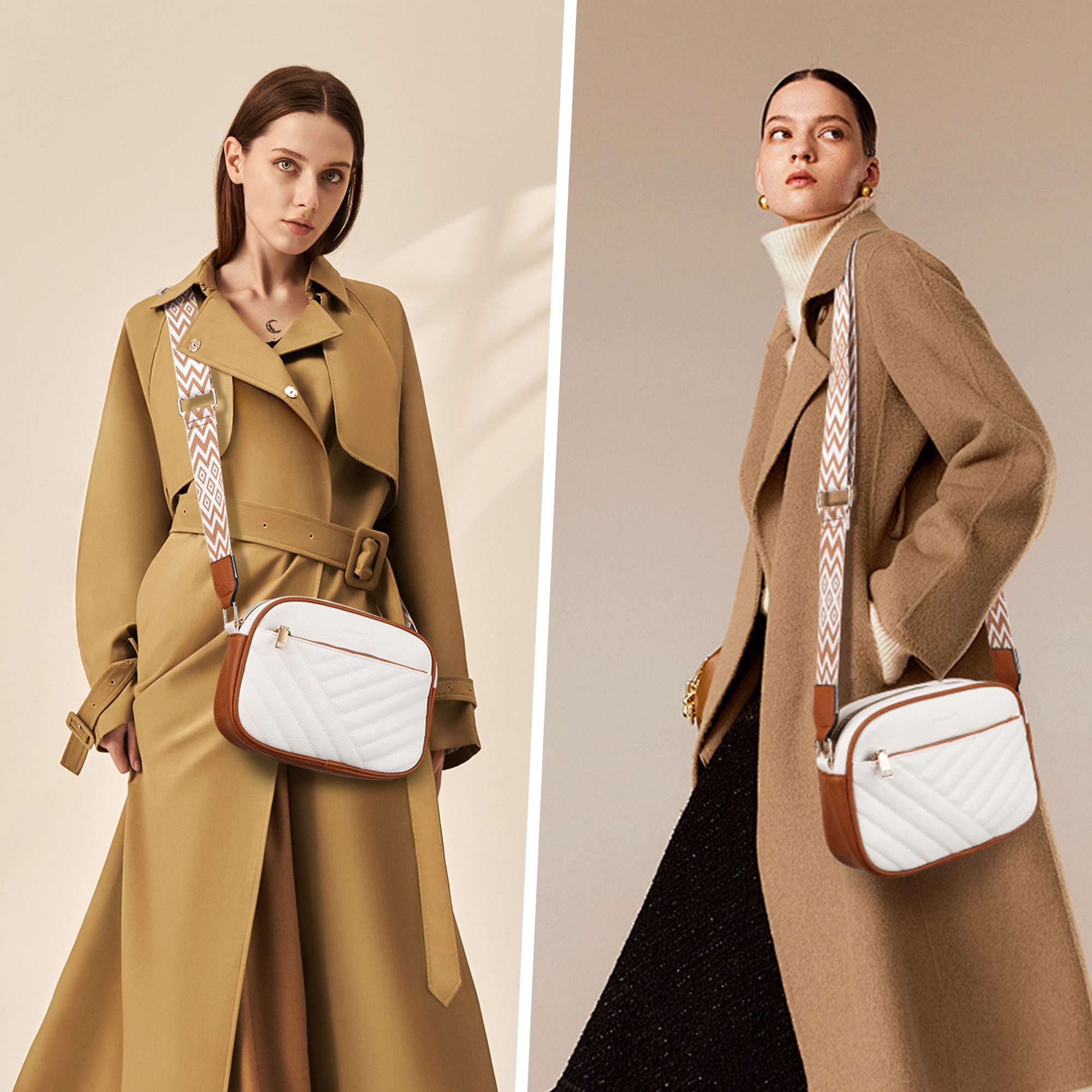 TAN.TOMI Umhängetasche Damen Handy Schultertasche Gestepptes Design Crossbody Bag, Crossbody Bag für Damen mit Verstellbarem Breiter Gurt