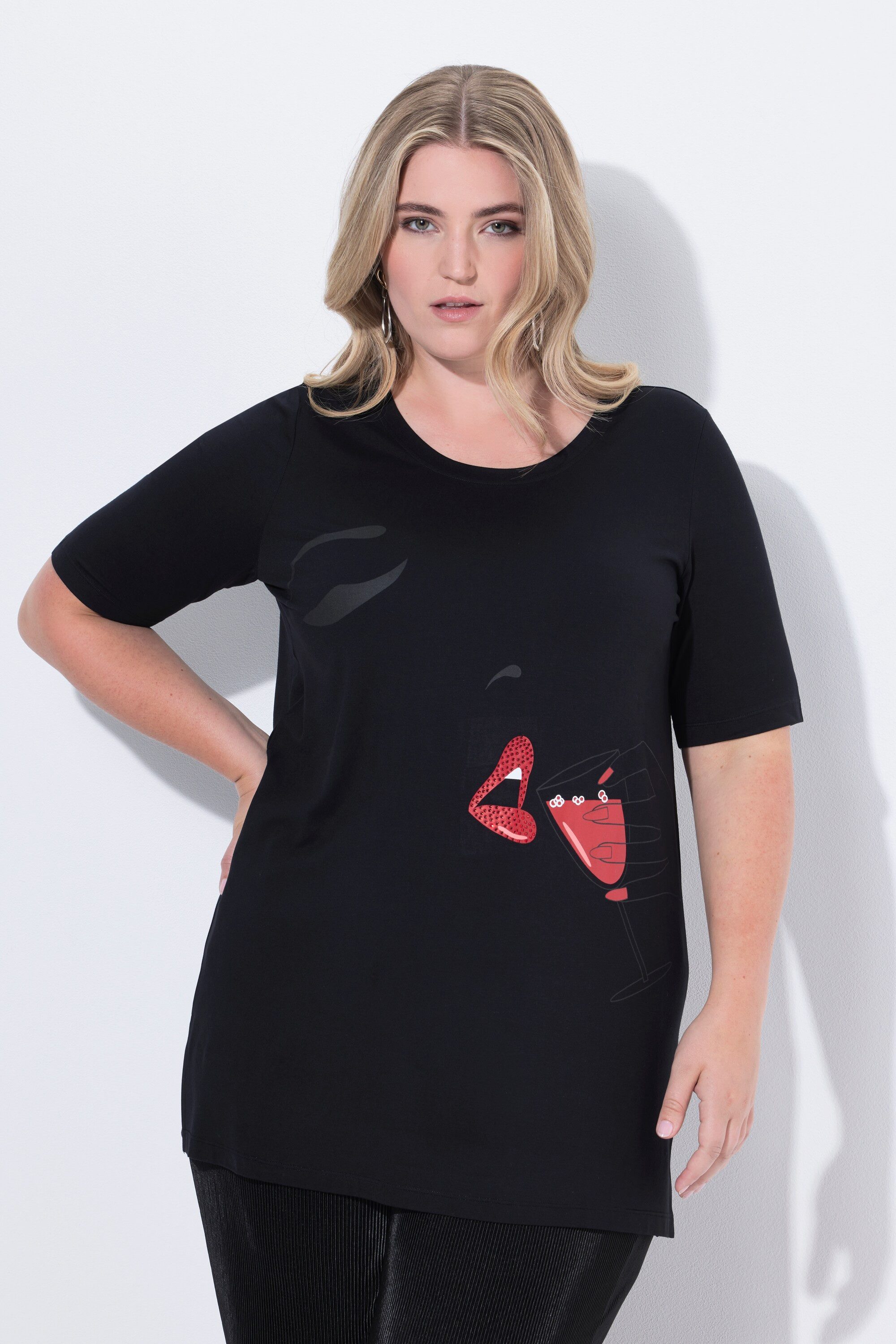 MIAMODA T-Shirt T-Shirt A-Linie Frauen-Motiv Glitzersteinchen