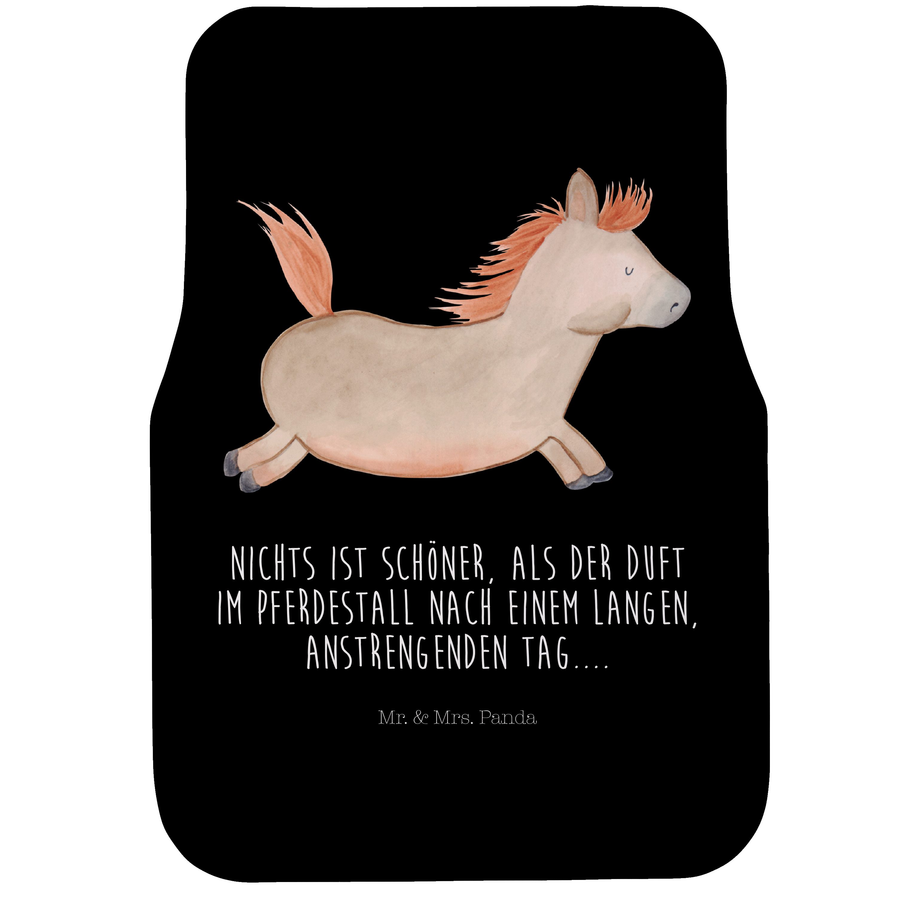 Mr. & Mrs. Panda Fußmatte Pferd Springen, Automatte, Schwarz, Auto Fußmatte, Automatte, Bauernh, rechteckig, Höhe: 63 mm, Pferdebesitzer Fußmatte Fahrerseite Bauernhof