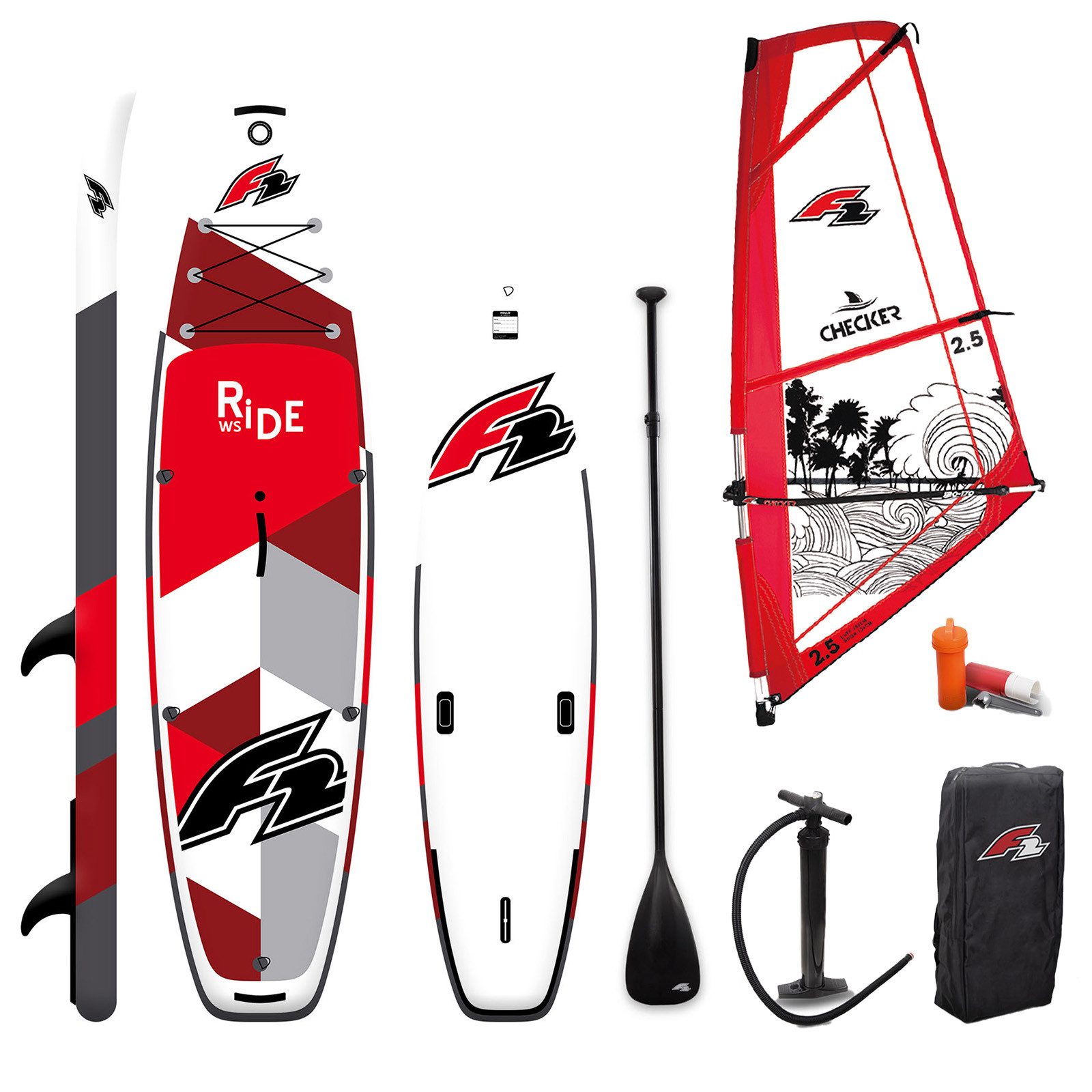 F2 SUPBoard F2 Set Ride SUP 10'5" mit Windsurfsegel Checker 3,5qm