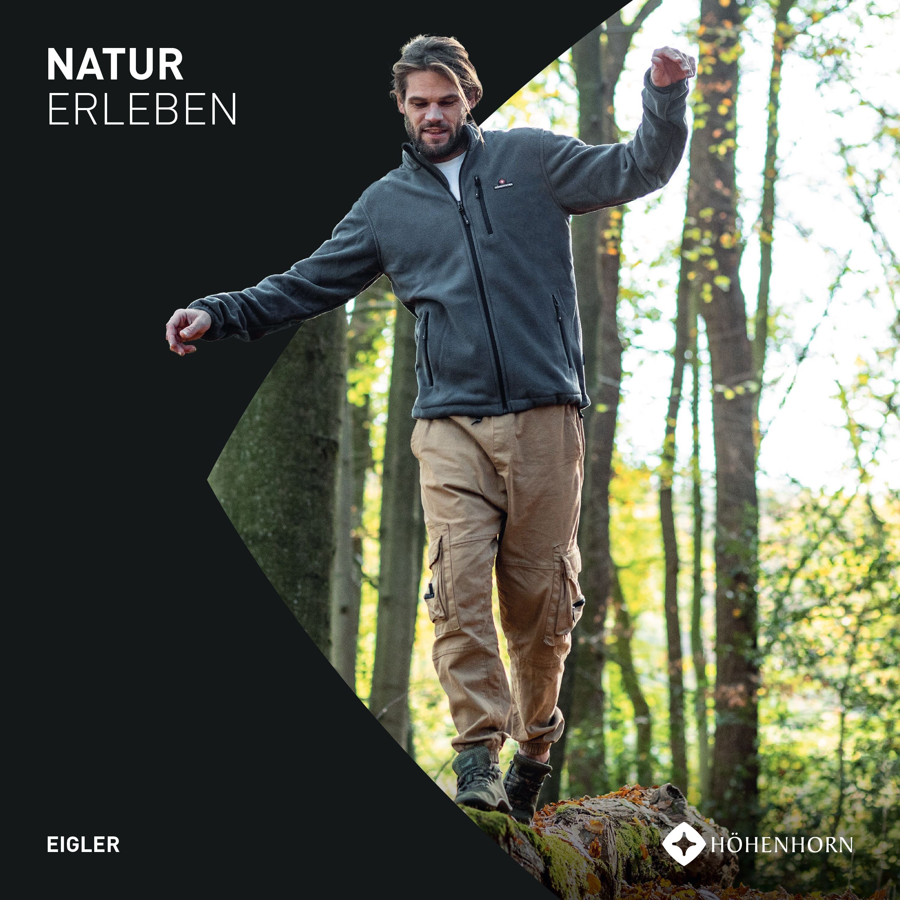 Höhenhorn Fleecejacke Eigler Herren Fleece Jacke für Männer Outdoor Freizeit Troyer weicher Microfleece, Quick-Grip Paracord Zipper