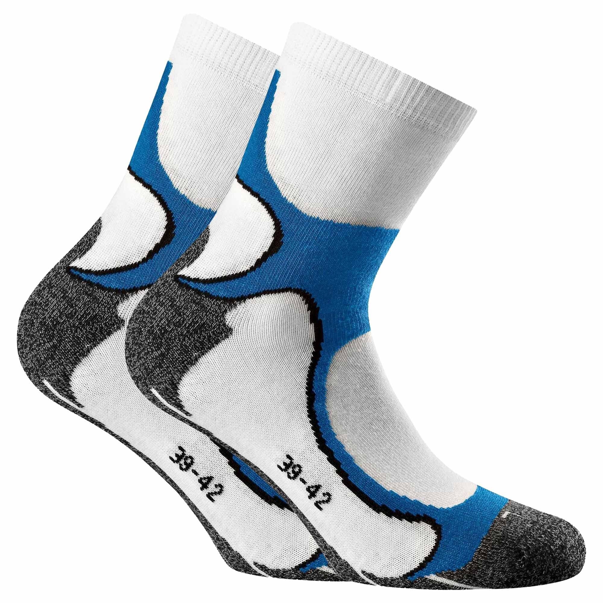 Rohner Socks Sportsocken Unisex Running Quarter Socken, 2er Pack - Weiß/Blau
