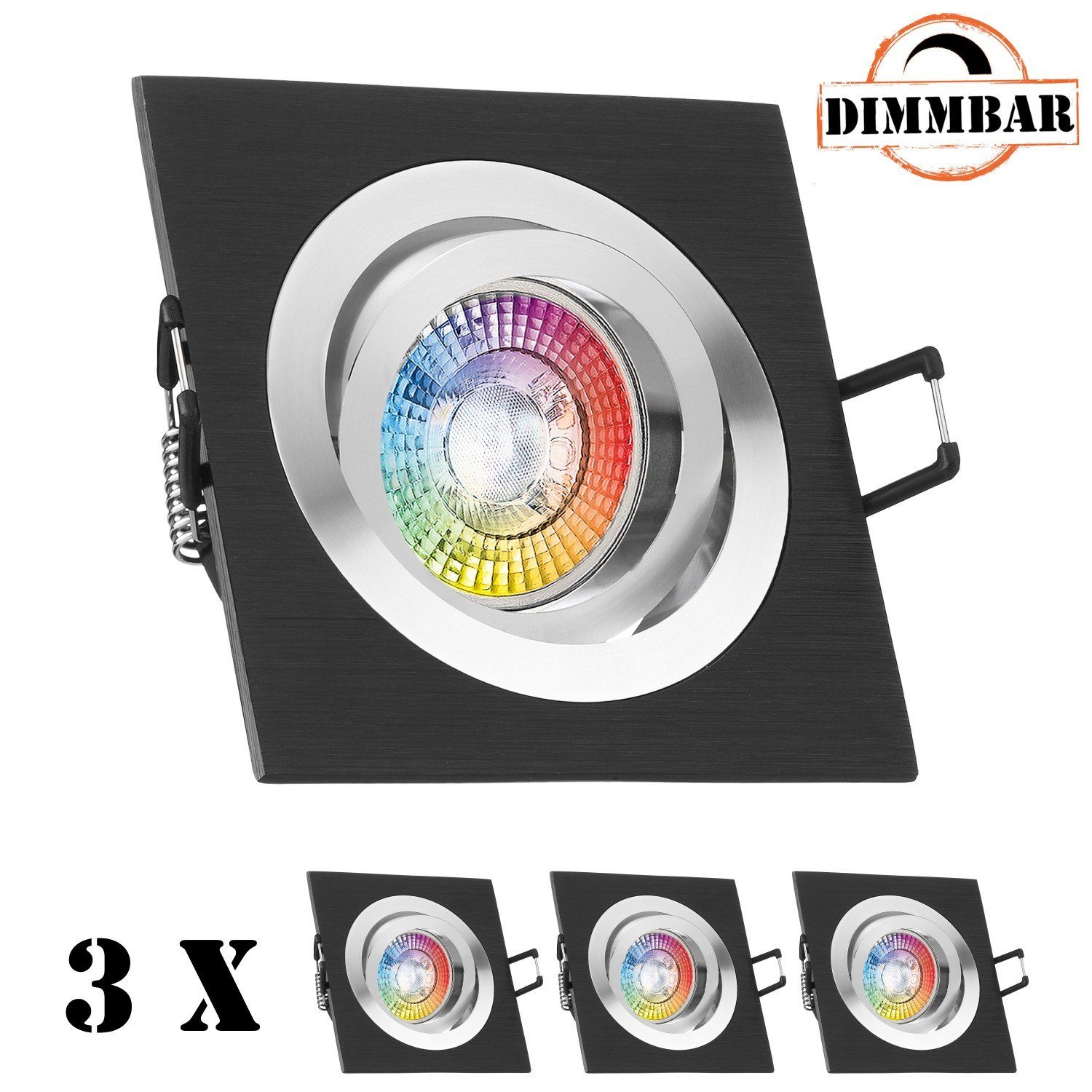 bicolor Set 3er mit zweifarbig extra - in Einbaustrahler flach LEDANDO LED Einbaustrahler LED RGB