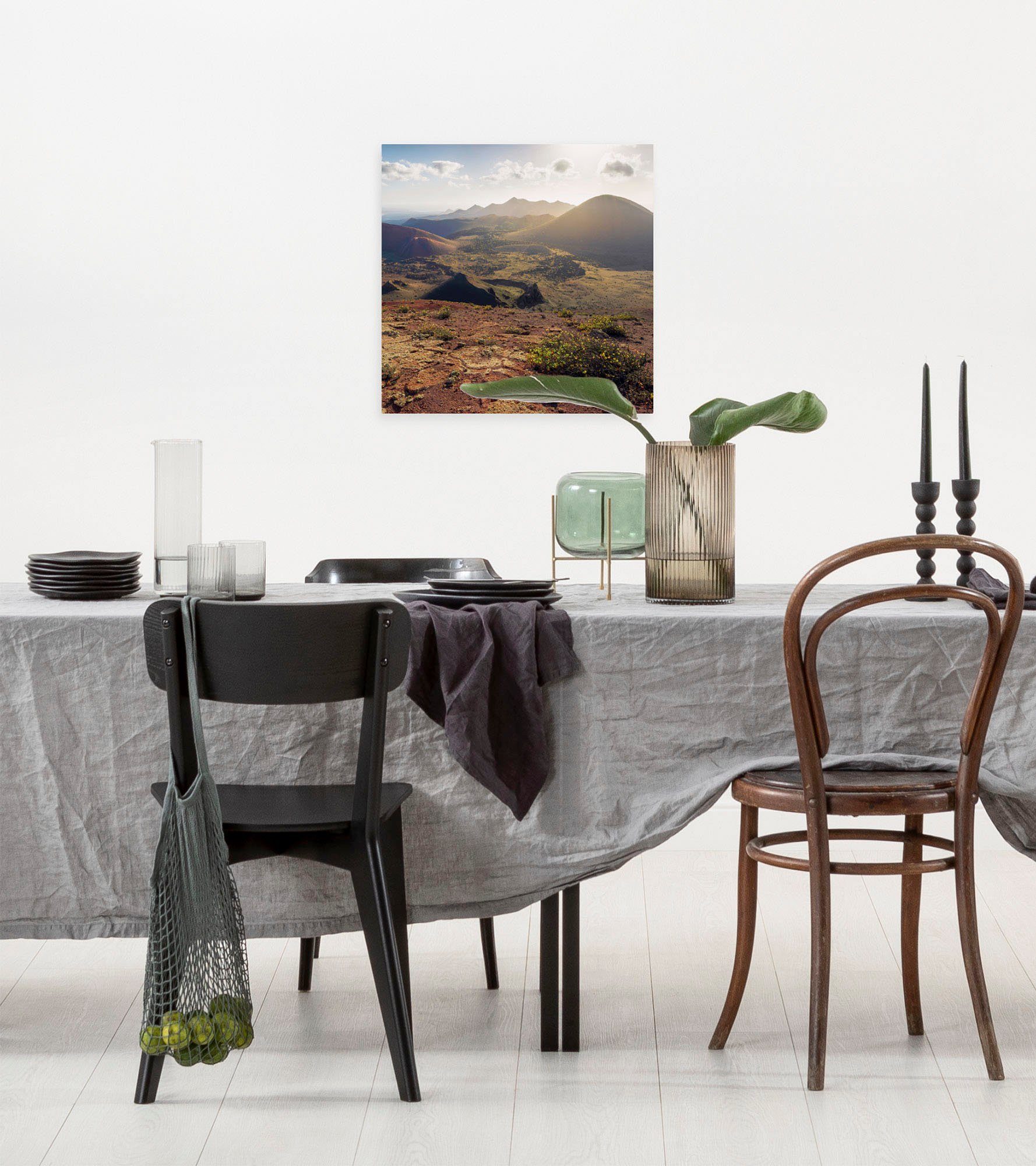 Komar Leinwandbild Coloured Earth - Größe 40 x 40 cm, Baum, Berge, Blumen, Blätter, Foto, Jahreszeiten, Landschaft, Meer, Natur, Palmen, Strand (Packung, 1 St), Keilrahmenbild mi Echtholzrahmen