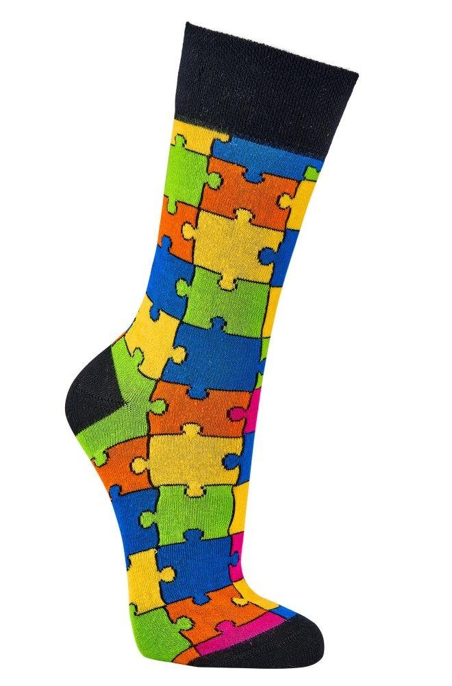 FussFreunde Freizeitsocken 2 Paar Fun Socken, Spaß mit Socken, über 70 Motive, ANTI-LOCH-GARANTIE Puzzle
