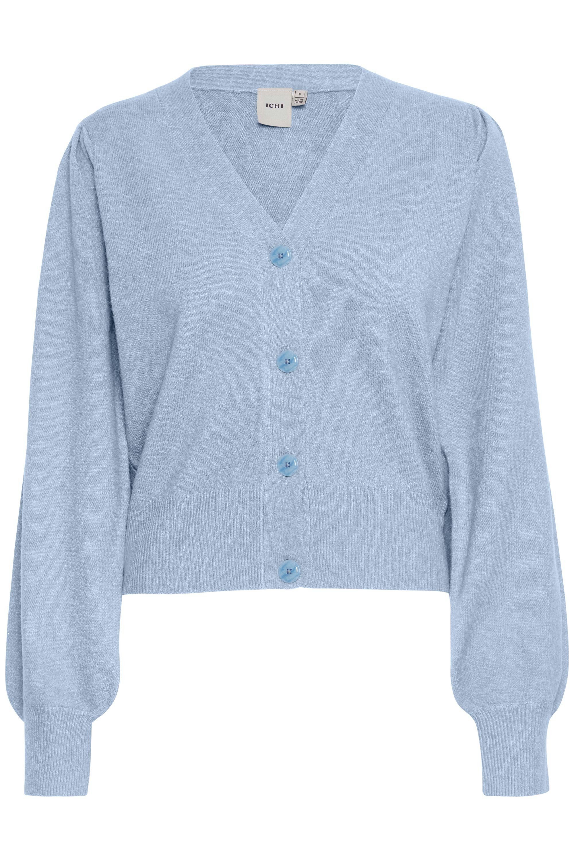 Forever Ichi - mit (164019) Blue CA8 20115734 Strickjacke IHALPA Kurze Ballonärmeln Strickjacke