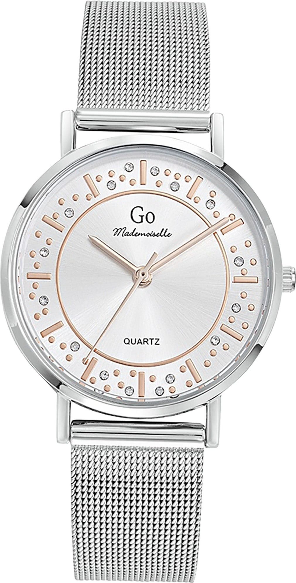 Girl Only Quarzuhr Girl Only GO Damen Armbanduhr, (Analoguhr), Damenuhr GO silber, mittel (ca. 34mm) Edelstahlarmband, Fashion-Style