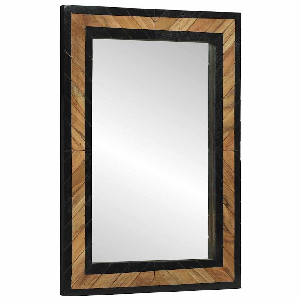vidaXL Spiegel Wandspiegel Schwarz und Braun 70 x 2 x 70 cm Massivholz (1-St)