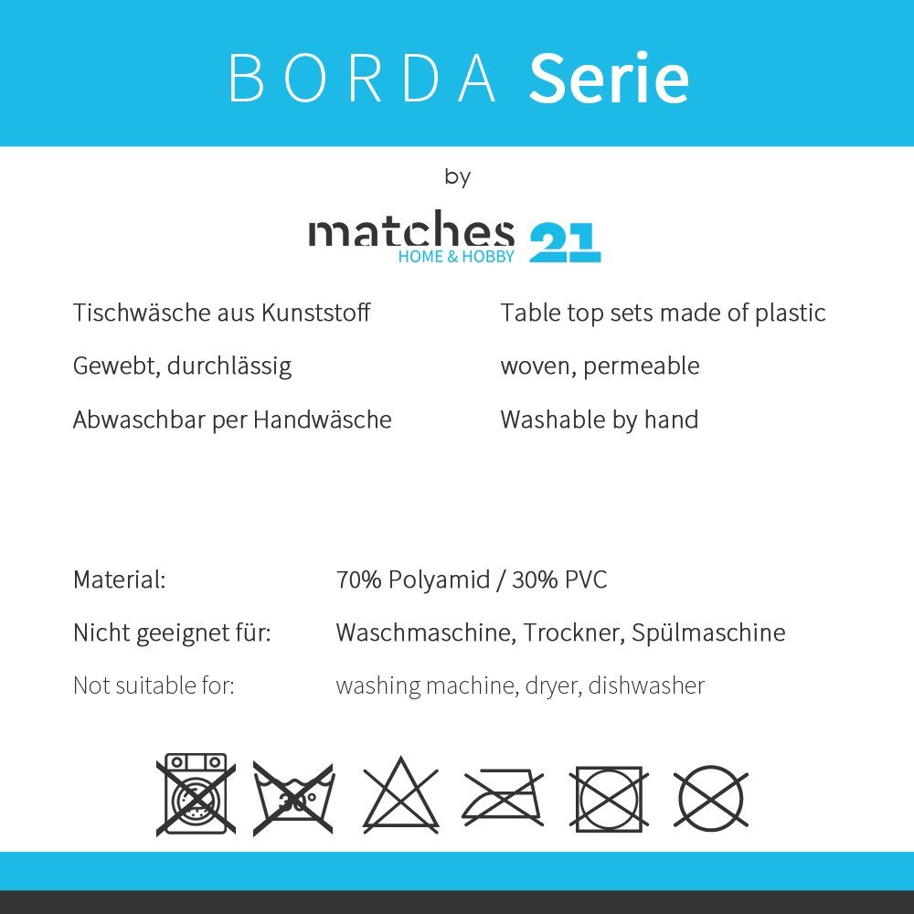 HOBBY, Abwaschbare & schwarz farbig, HOME 4 (4-St) matches21 Platzsets Platzset, Stk. Tischsets