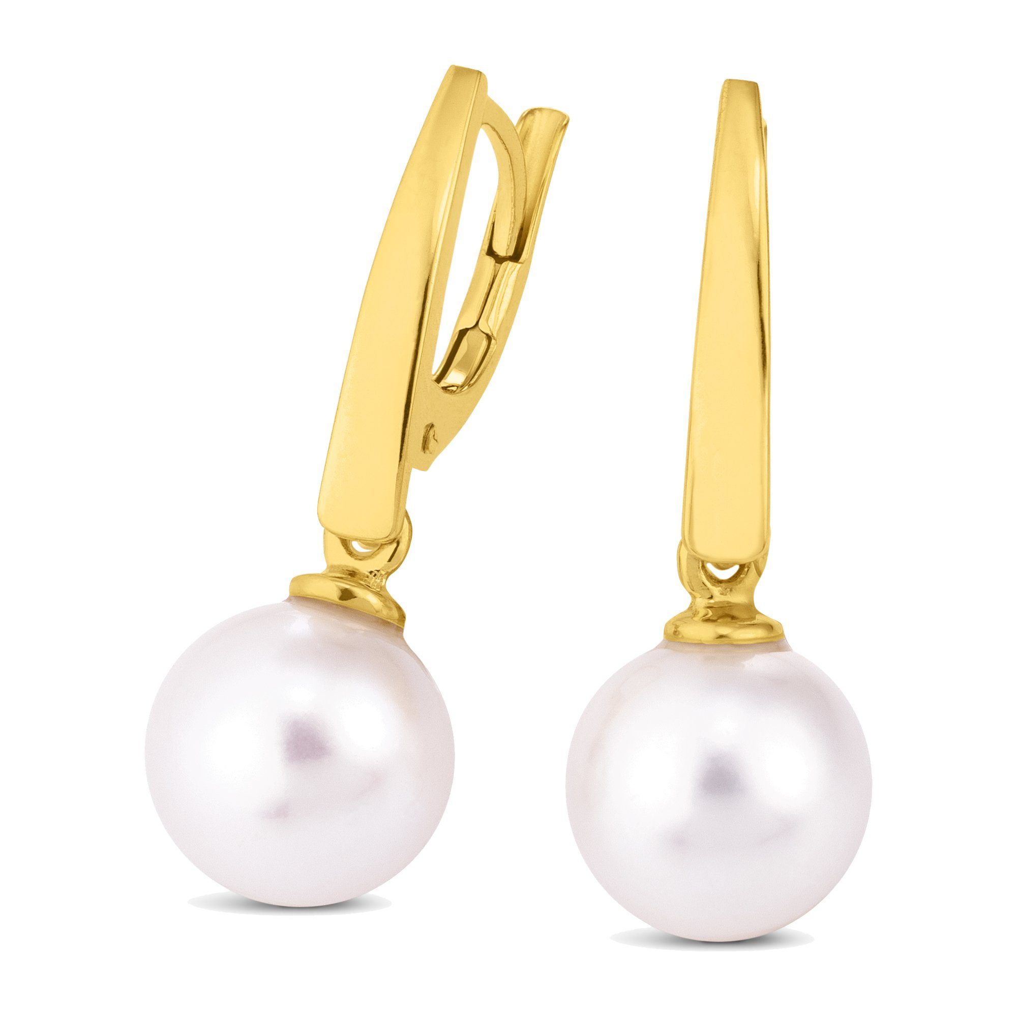 585 Ohrhänger Orolino Gold weiß Paar 7,5-8,0mm Perle