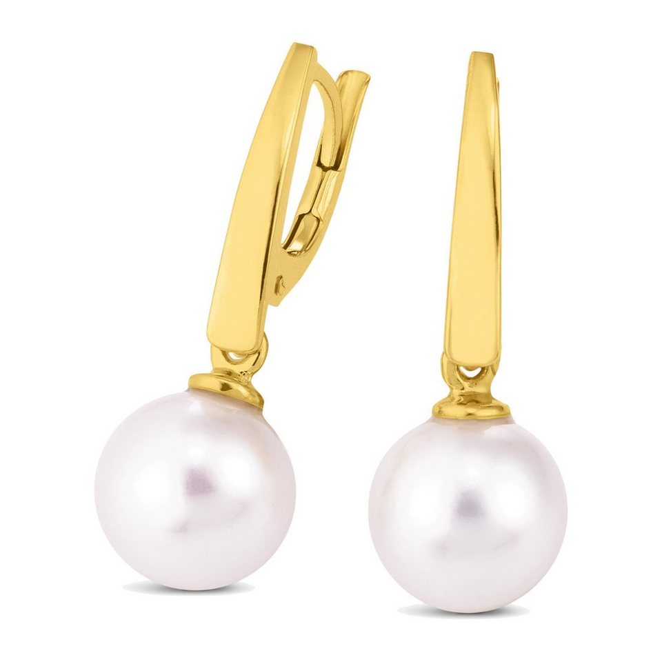 Orolino Paar Ohrhänger 585 Gold Perle weiß 7,5-8,0mm