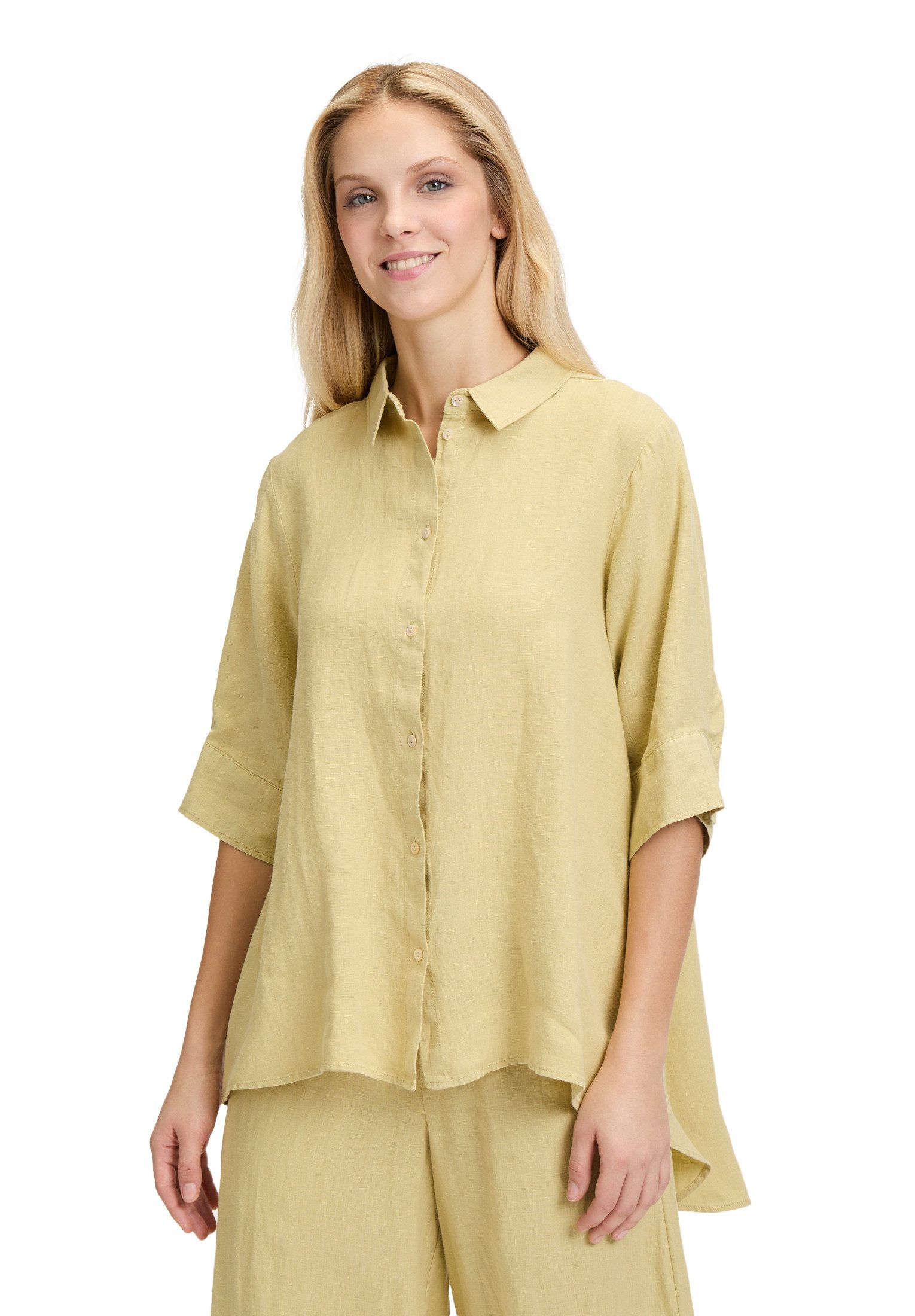 Kurzarmbluse Cartoon Damen Leinenbluse mit Kragen