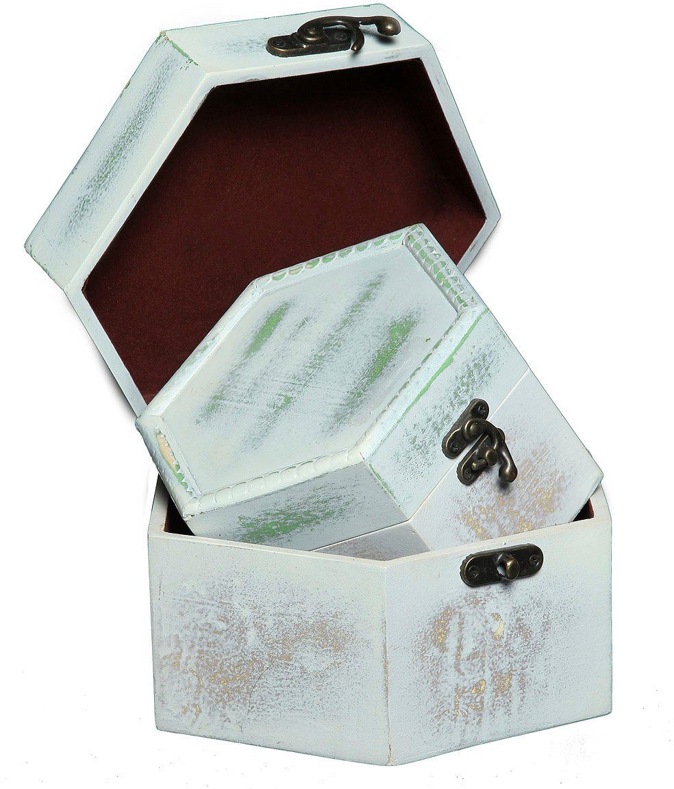 Ambiente Haus Aufbewahrungsbox Seifenholz Graues Holzkästchen-2er-Set a (1 St)