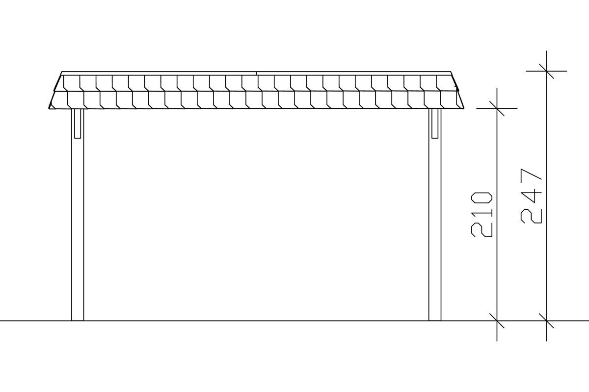 210 cm, Wendland, BxT: Einzelcarport Skanholz dunkelgrau Einfahrtshöhe 409x628 cm