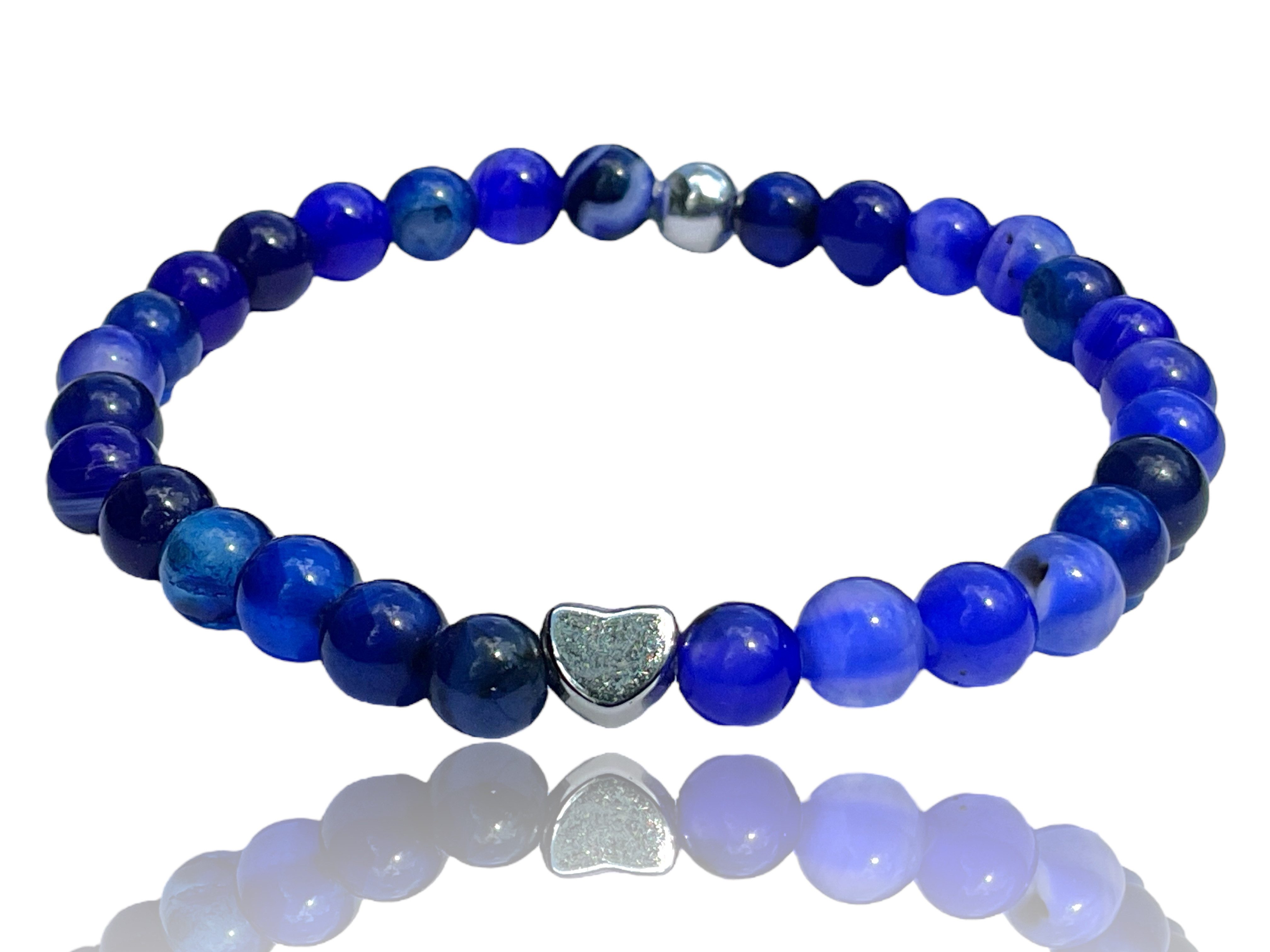 Steinfixx® Perlenarmband Edelsteinarmband aus royalblauem Achat mit 925 Sil günstig online kaufen