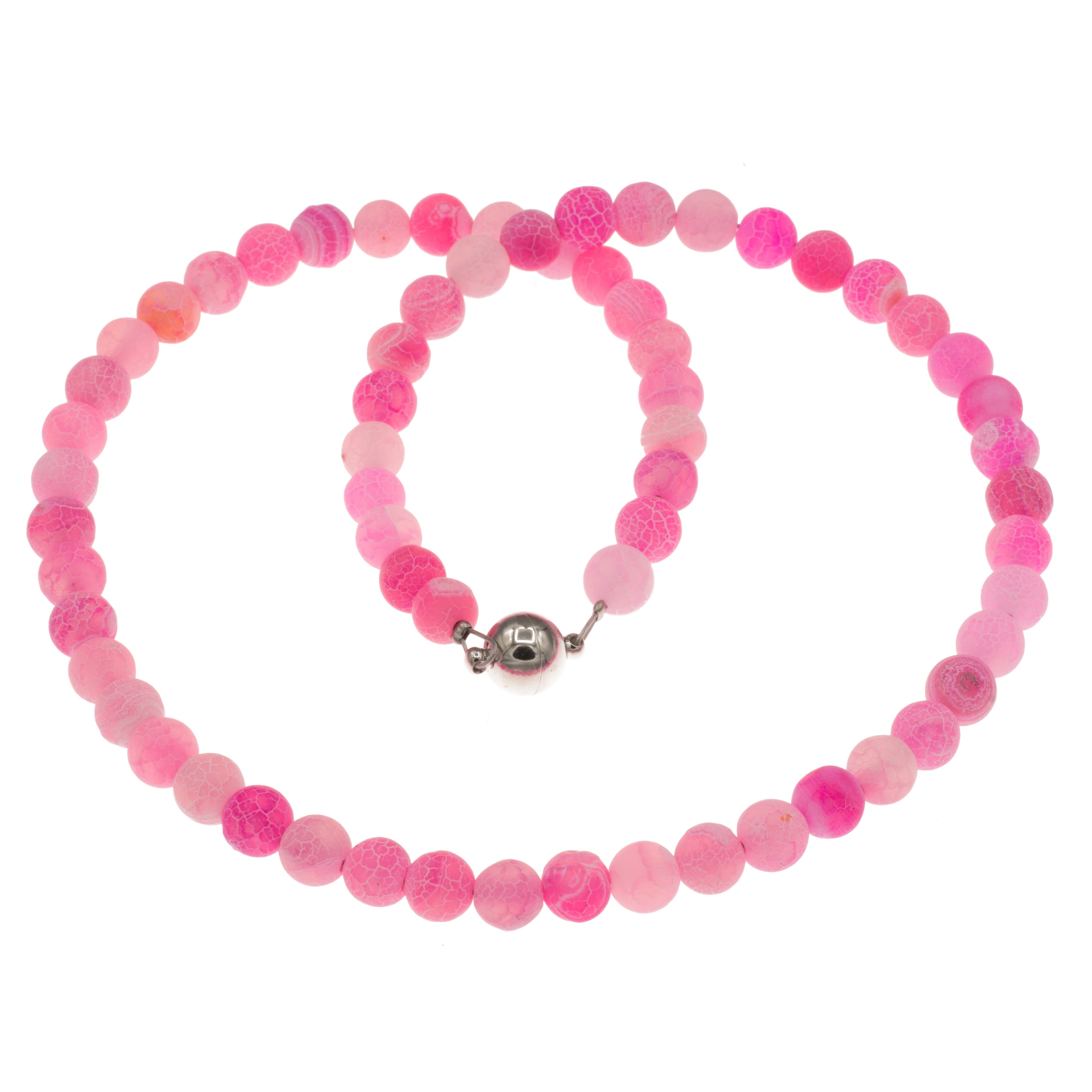 Bella Carina Perlenkette Kette helles pink Achat 8 mm Perlen, pink