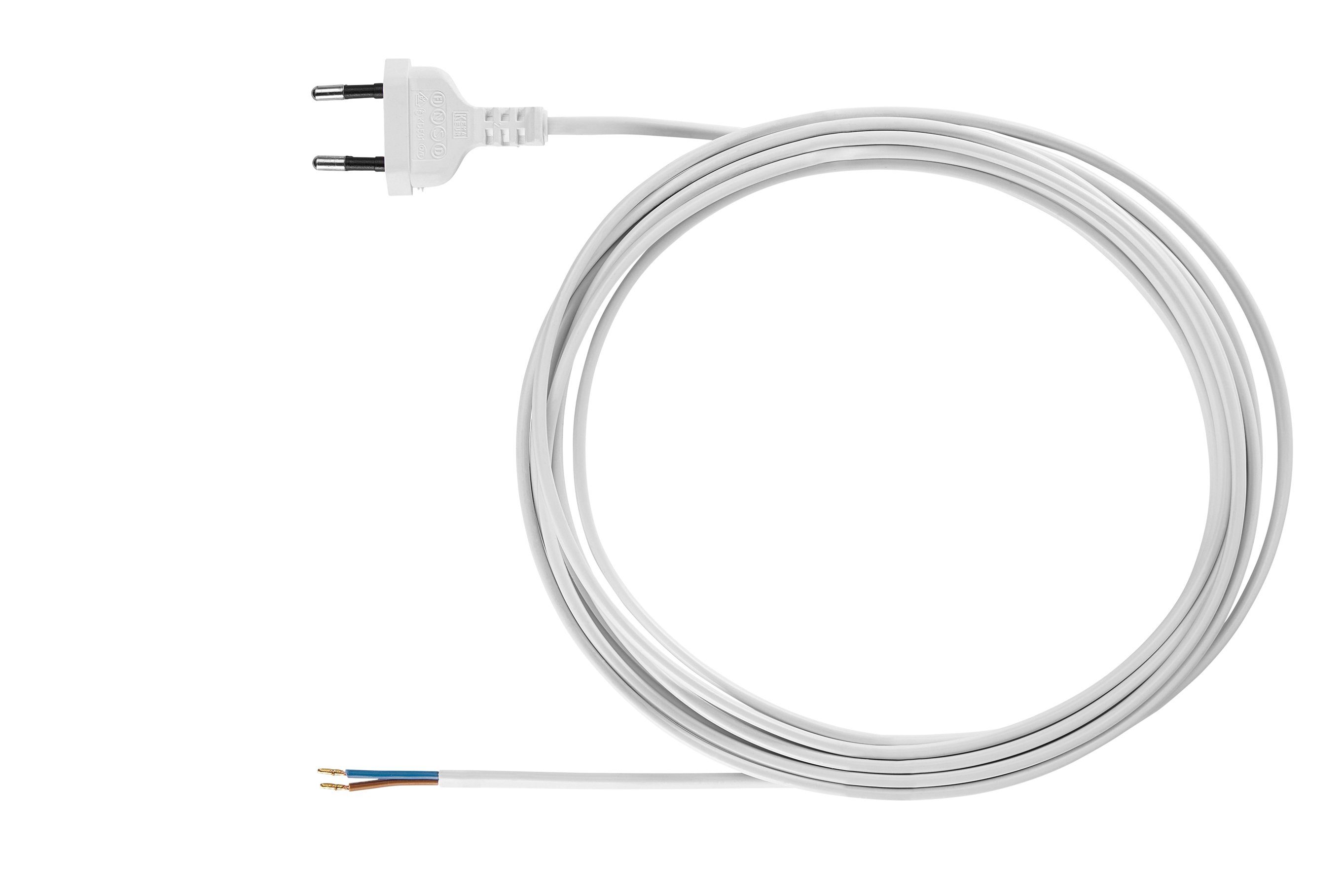 WIR elektronik Rollladengurt-Antrieb Anschlusskabel für eWickler, 3 m oder 5 m, für Unterputz- (eW8xx) oder Aufputzgeräte (eW9xx), weiß, Eurostecker mit Kleingerätestecker oder mit Aderendhülsen