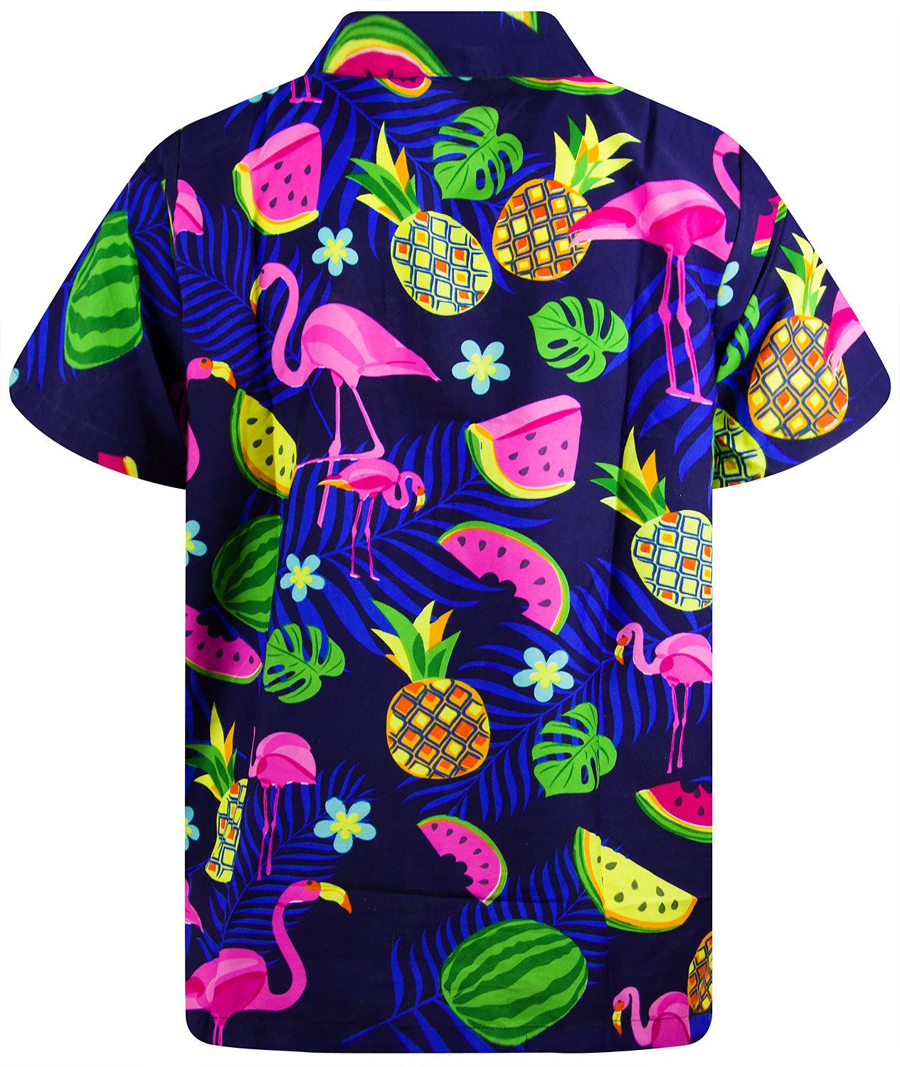 King Kameha Hawaiihemd "Flamingo Melone" Funky Hawaiihemd Herren Kurzarm Fronttasche Stylish – Bild 4 von 5
