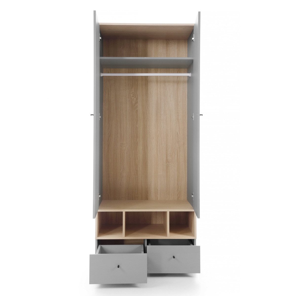 QMM TraumMöbel Jugendzimmer-Set komplett Oriel Set B, (Set, 6-tlg., Schrank, Regal, Kommode, Schreibtisch, Wandregal, Bett 120x200)