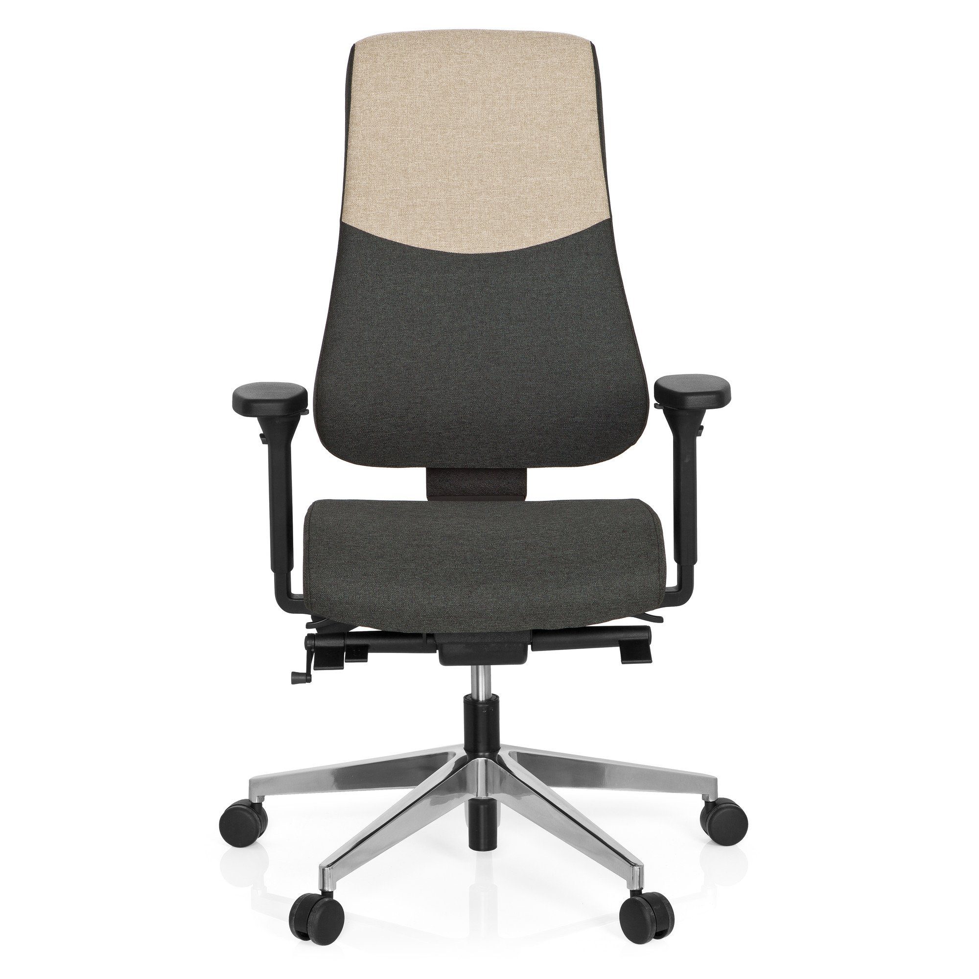hjh OFFICE Drehstuhl Profi Bürostuhl PRO-TEC 600 Stoff mit Armlehnen (1 St), Schreibtischstuhl ergonomisch Dunkelgrau/Beige