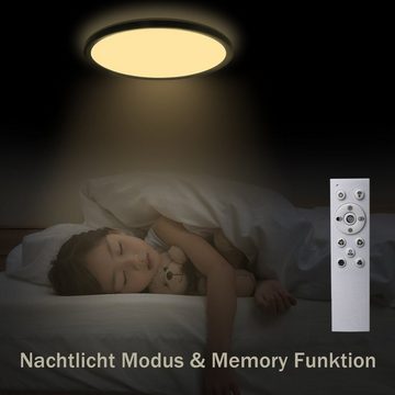 Nettlife LED Panel deckenleuchte Dimmbarmit Fernbedienung RGB Hintergrundleuchtung 28W, IP44 Wasserdicht, LED fest integriert, Warmweiß, Neutralweiß, Kaltweiß, für Schlafzimmer Kinderzimmer Wohnzimmer Küche Esszimmer