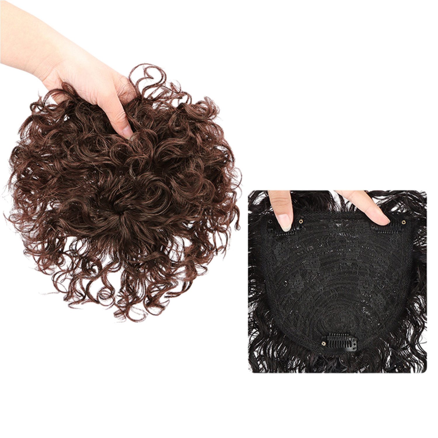 Kunsthaarperücke Echthaar-Topper,Kopfperücke,Haarteil Locken,Modeperücke
