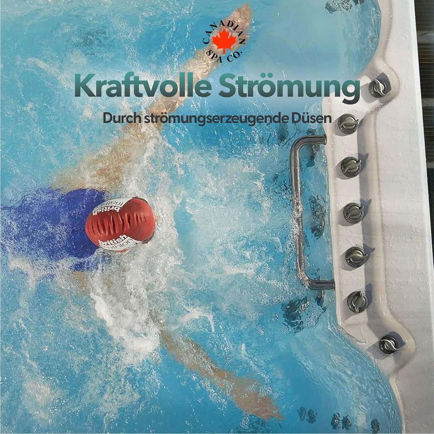 Canadian Spa GmbH Whirlpool St. Lawrence 5m Swim Spa, Aufstellbecken, 500 cm x 228 cm, für 7 Personen, Inkl. UV & Ozon