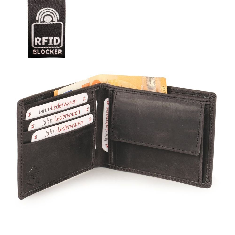 Hamosons Geldbörse RFID 108 Schwarz, Portemonnaie, Herren-Geldbörse Hamosons / Leder