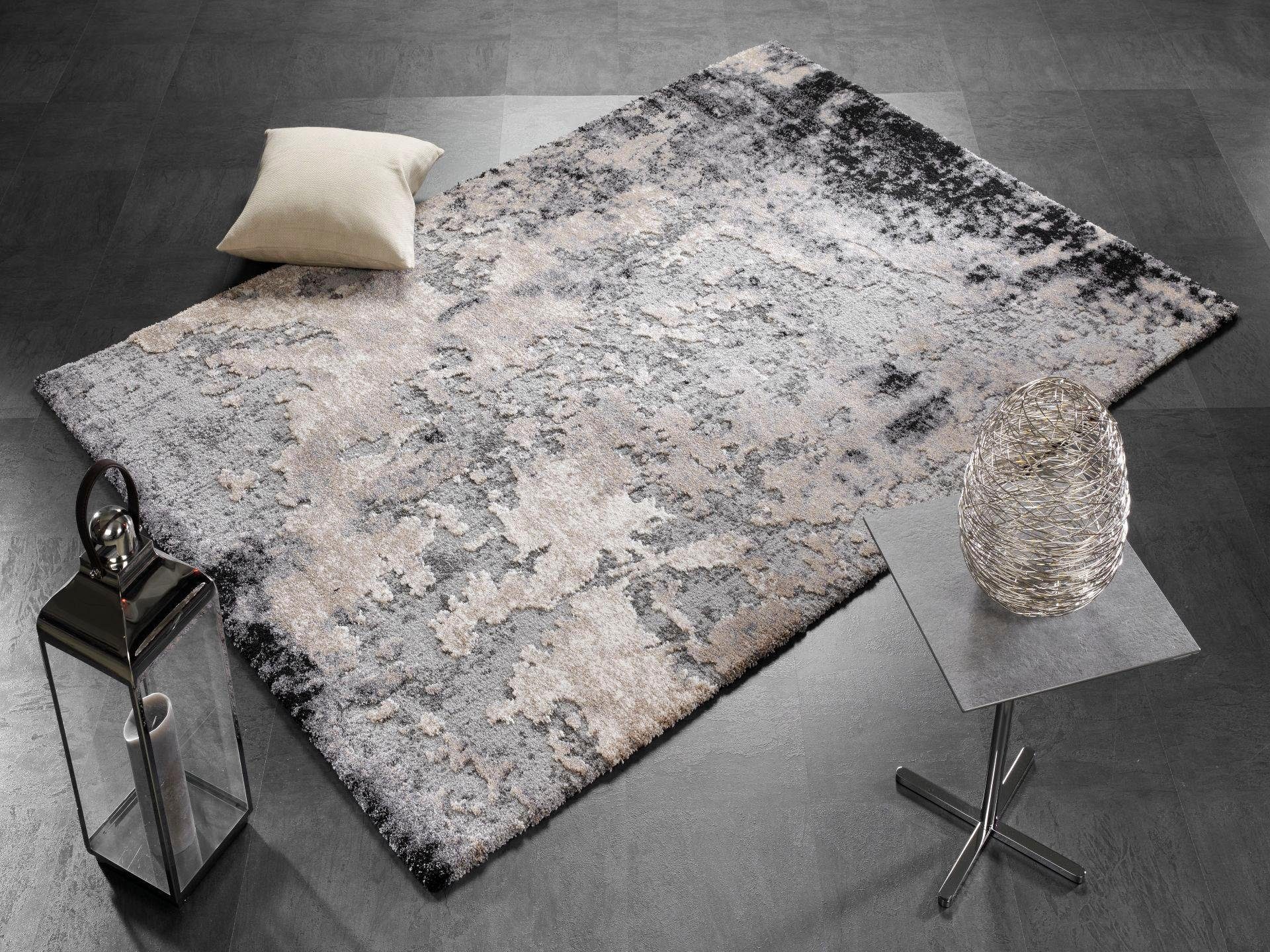 OCI DIE TEPPICHMARKE Teppich JUWEL AWARA, rechteckig, Höhe: 20 mm, Kurzflor, Wohnzimmer, Marmor Optik, Hoch Tief Effekt