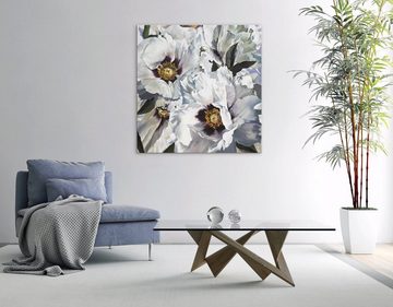 YS-Art Gemälde Schnee Lotus, Blumen, Leinwand Bild Handgemalt Blüten Blumen