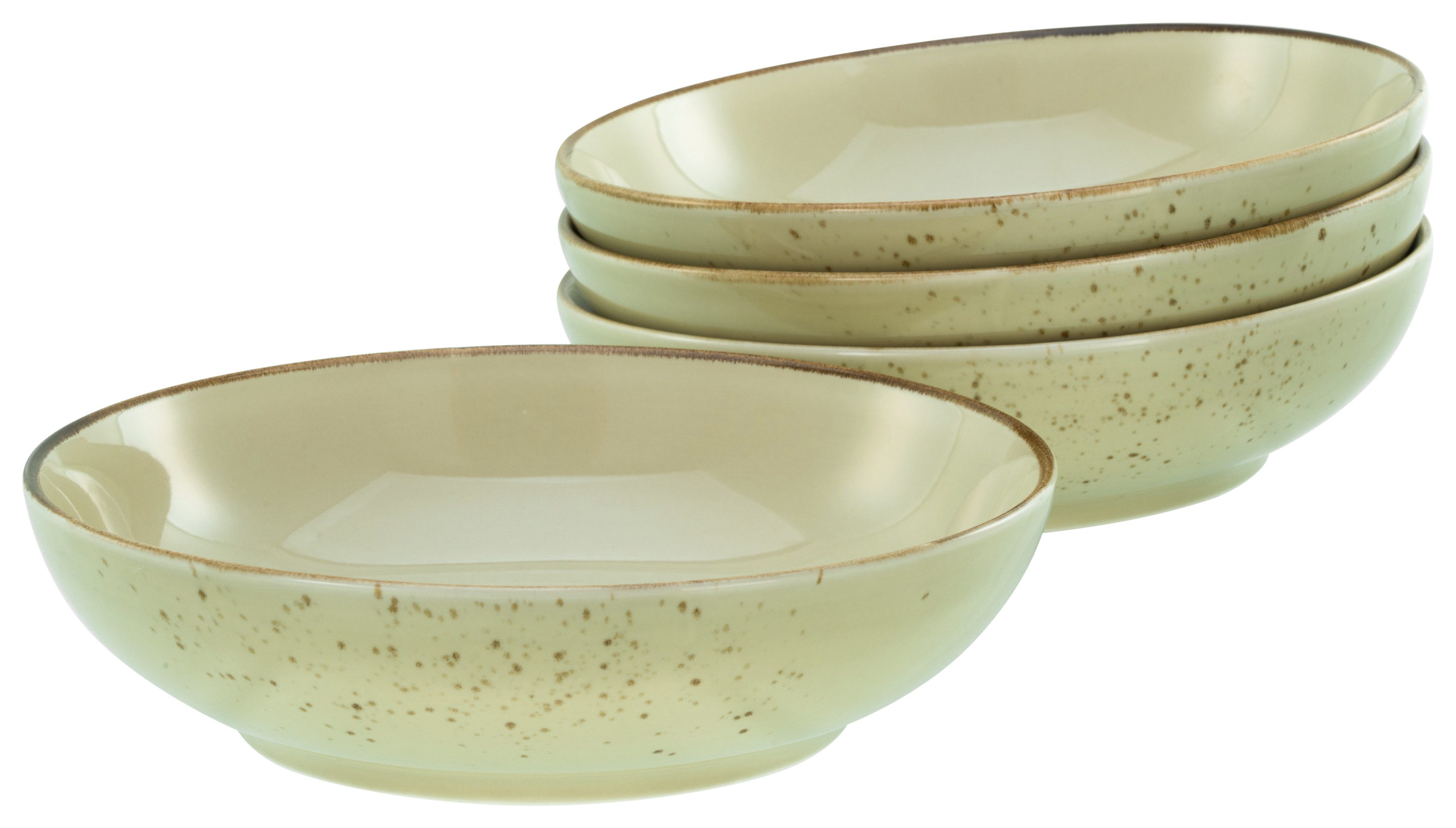 CreaTable Schale Nature Collection, Poke Bowl, Ø 22,5 cm, 4-tlg, Steinzeug, (Set, 4-tlg), Handwerklicher Look, Vintage, Höhe 5 cm