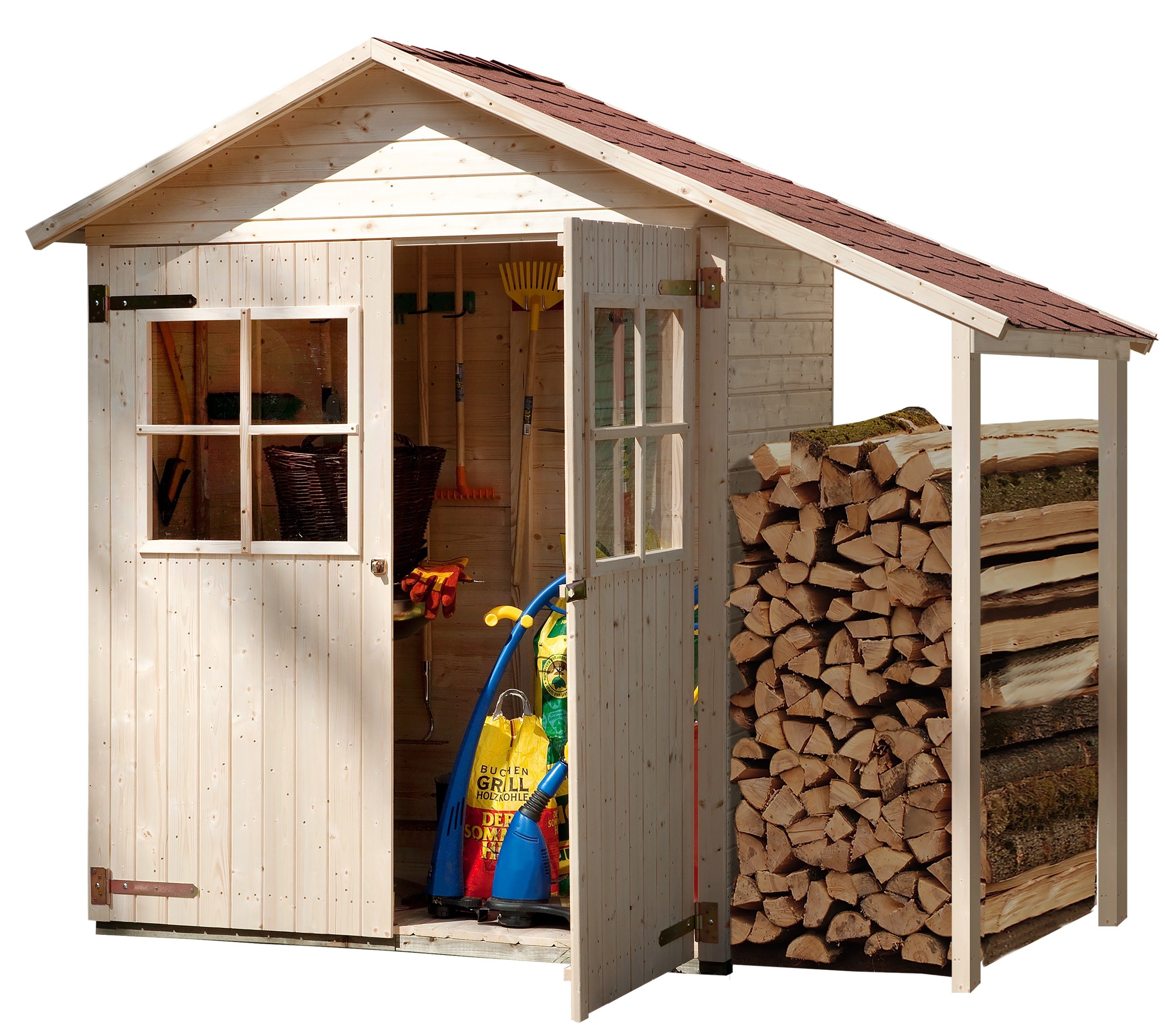 weka Garten-Geräteschrank Gr. 2, BxT: 245x105 cm, BxTxH: 245x105x216 cm, mit Schleppdach