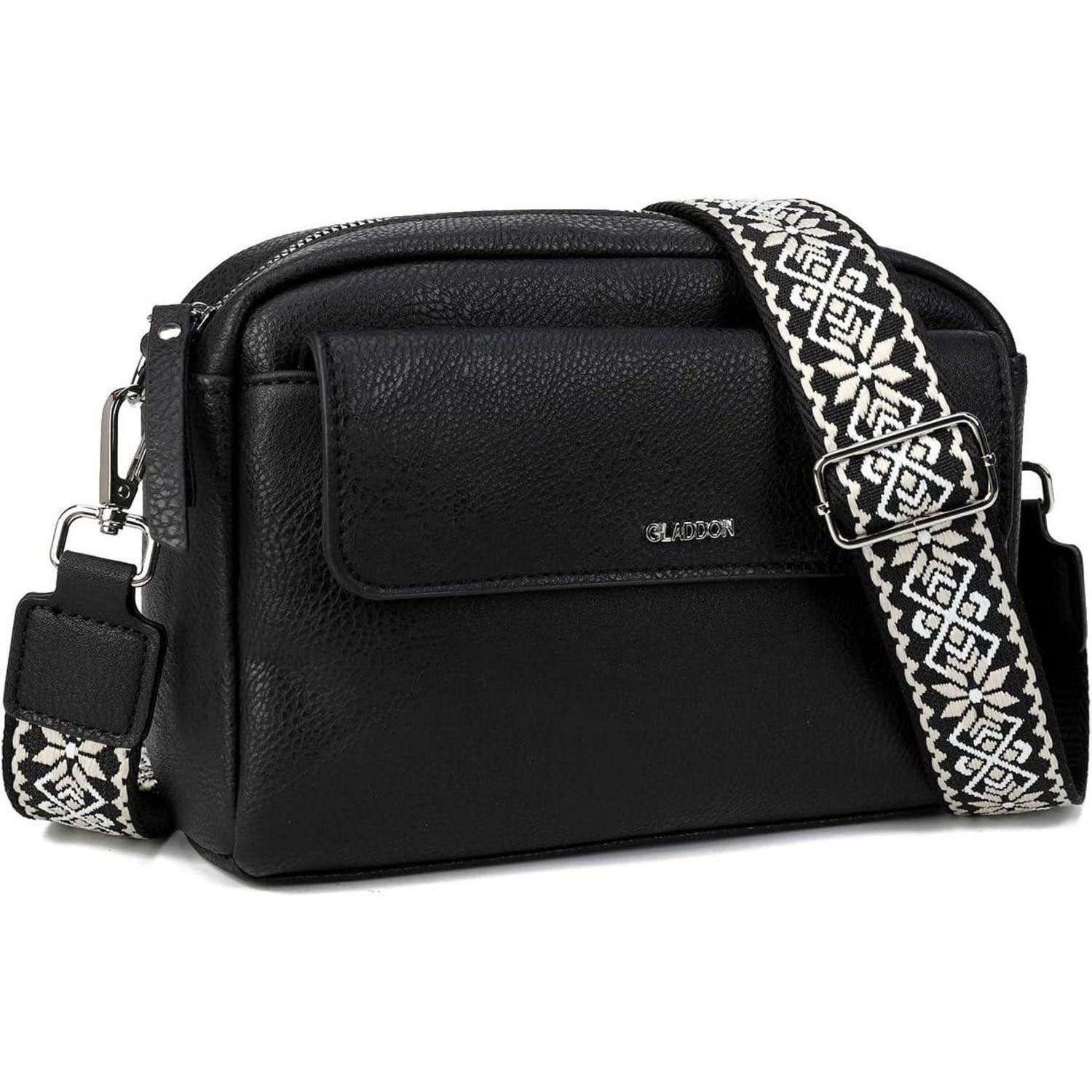 LuxusKollektion Umhängetasche Handtasche Damen Crossbody PU Leder Schultergurt Geschenk Schwarz 01