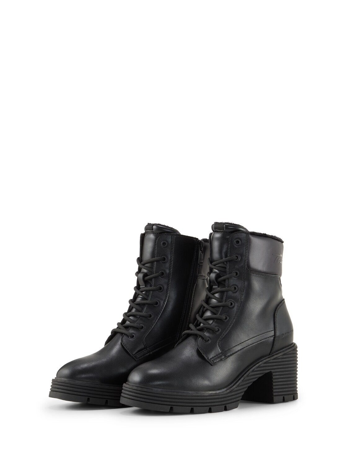 TOM TAILOR Shoes Licence Schnürstiefel (1-tlg) Gefütterte Absatzstiefel mit Logo-Details