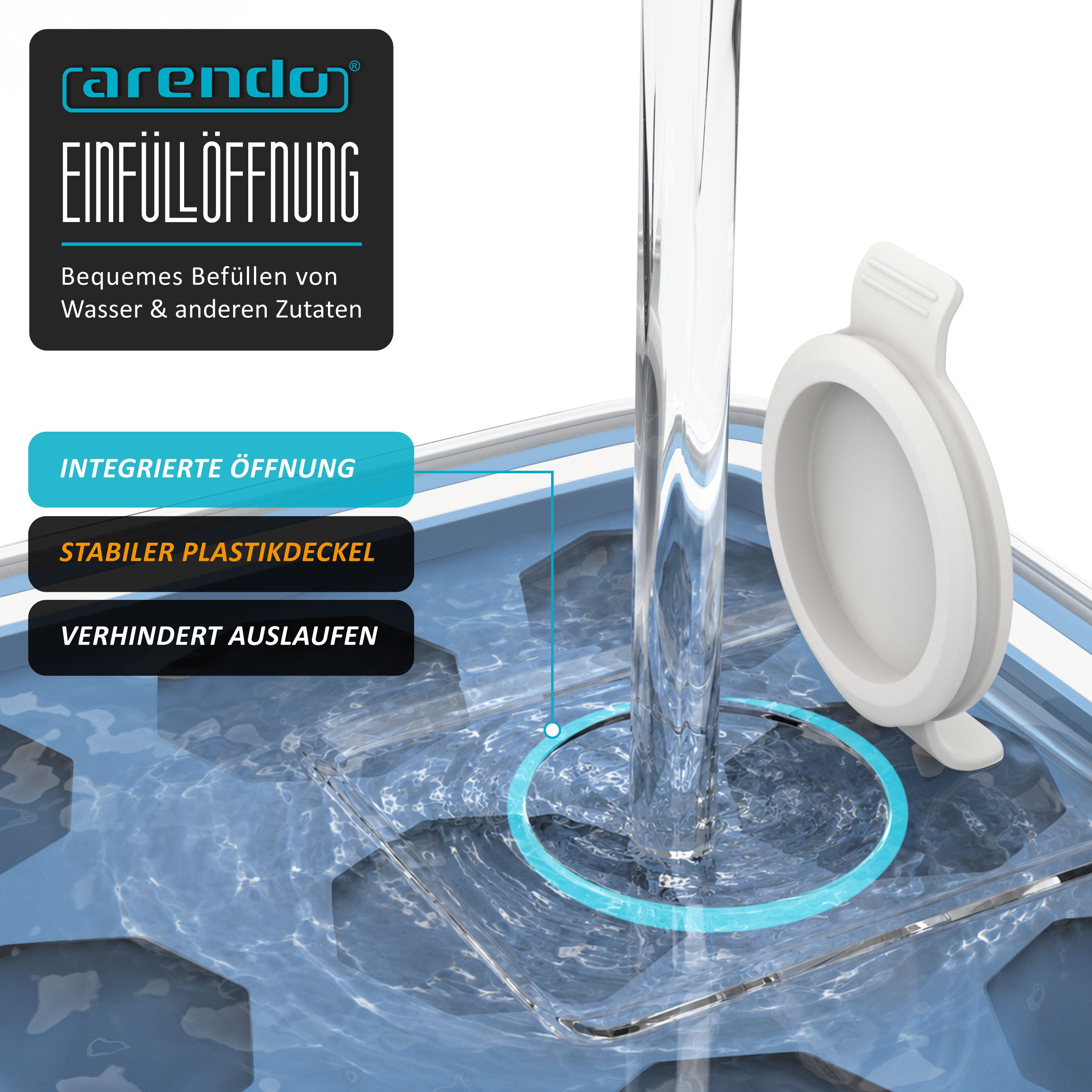Arendo Eiswürfelform Silikon 94ml, 15 Eiswürfel, spülmaschinengeeignet, stapelbar, (1-tlg), diamantförmig, Deckel, Einfüllöffnung, leichtes Herauslösen, BPA-frei