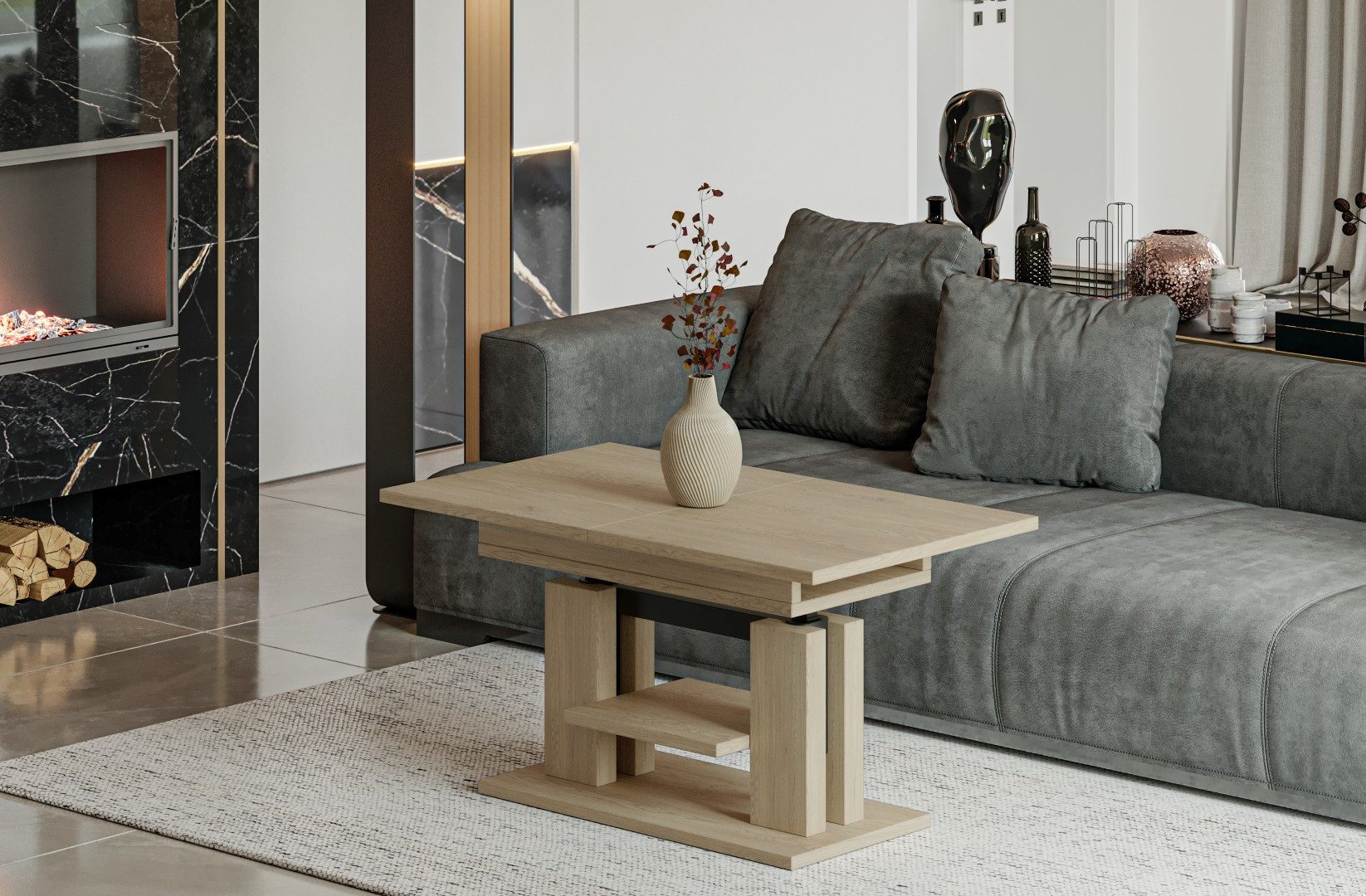 Endo-Moebel Couchtisch Endo Couchtisch Iso 110 / 170 höhenverstellbar erwei günstig online kaufen