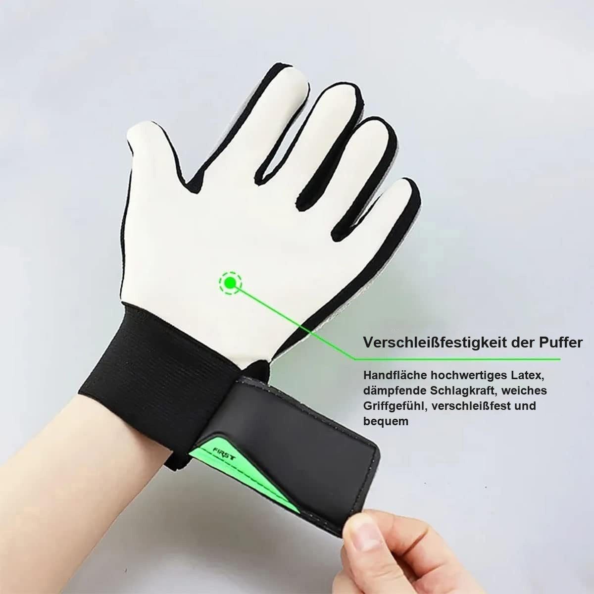 Latex-Rutschfest Handgelenkshandschuhe) (Verstellbare SOTOR Grün Kinder-Fußball-Torwarthandschuhe Abriebfestes Torwarthandschuhe