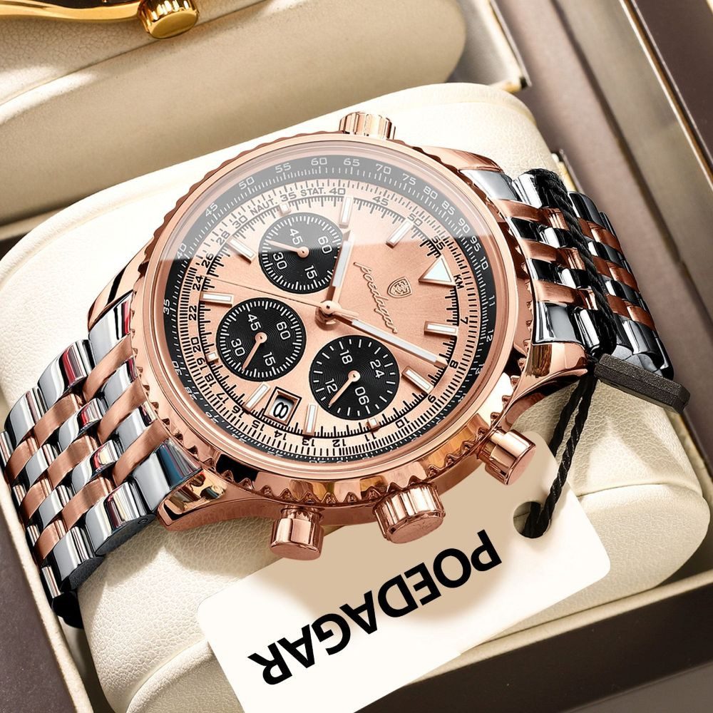 POEDAGAR Quarzuhr Poedagar Herren-Armbanduhr Chronograph Quarz Edelstahl 960