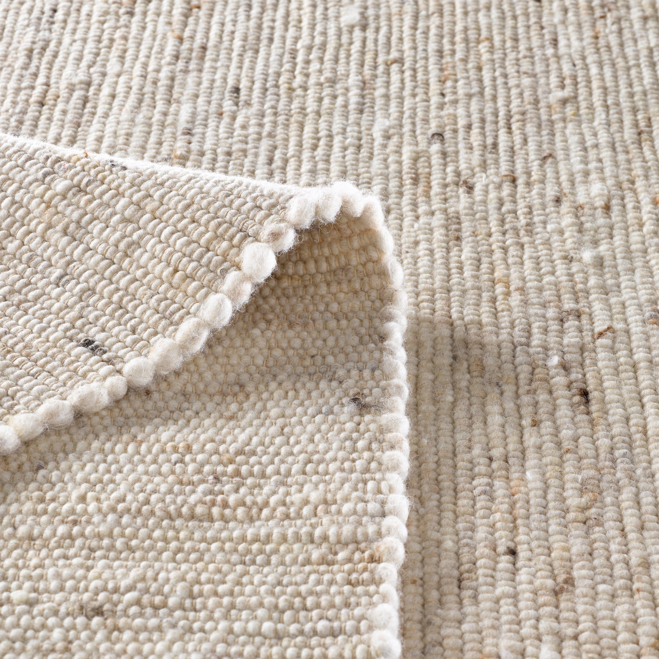 TaCa Home Wollteppich Wollteppich frei von Mottenschutzmitteln, rechteckig, Höhe: 10 mm, nachhaltige Schurwolle Wohnzimmer Schlafzimmer, Natur - 70 x 130 cm