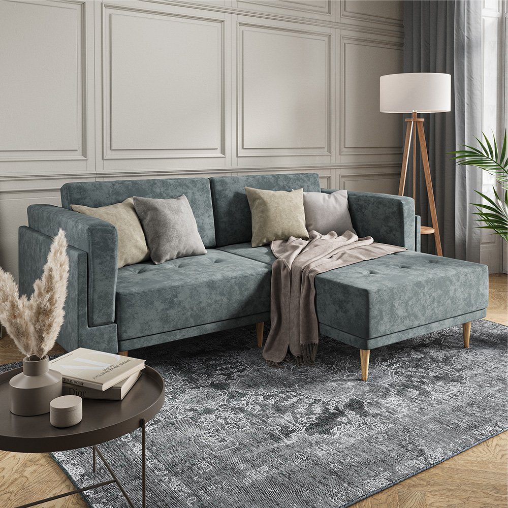 Gästesofa CALI Schlaffunktion x VitaliSpa® Grau, Ecksofa 236 Schlafsofa 97cm