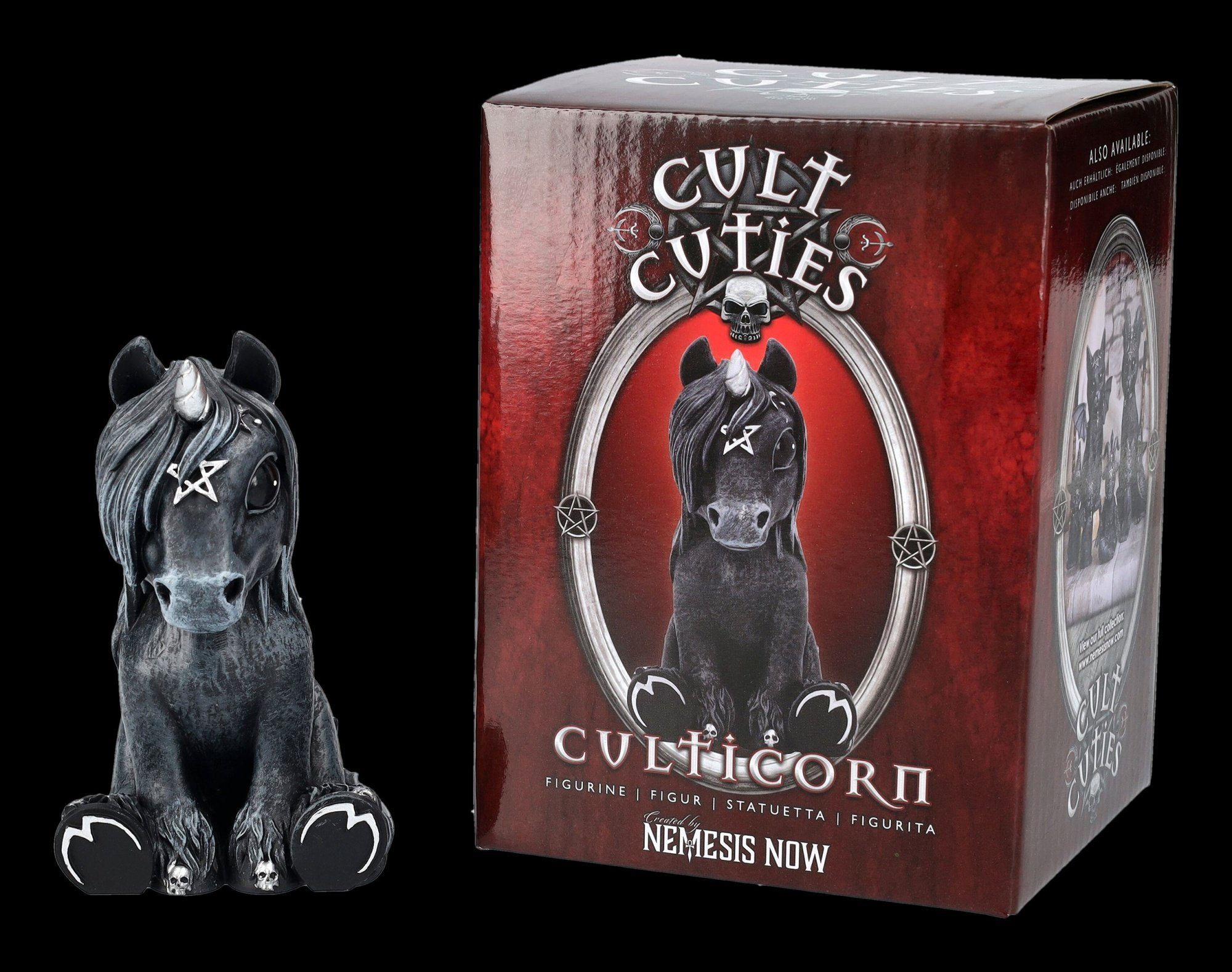 Figuren Shop GmbH Fantasy-Figur Einhorn Figur schwarz - Culticorn - Fantasy Dekofigur Dekoration