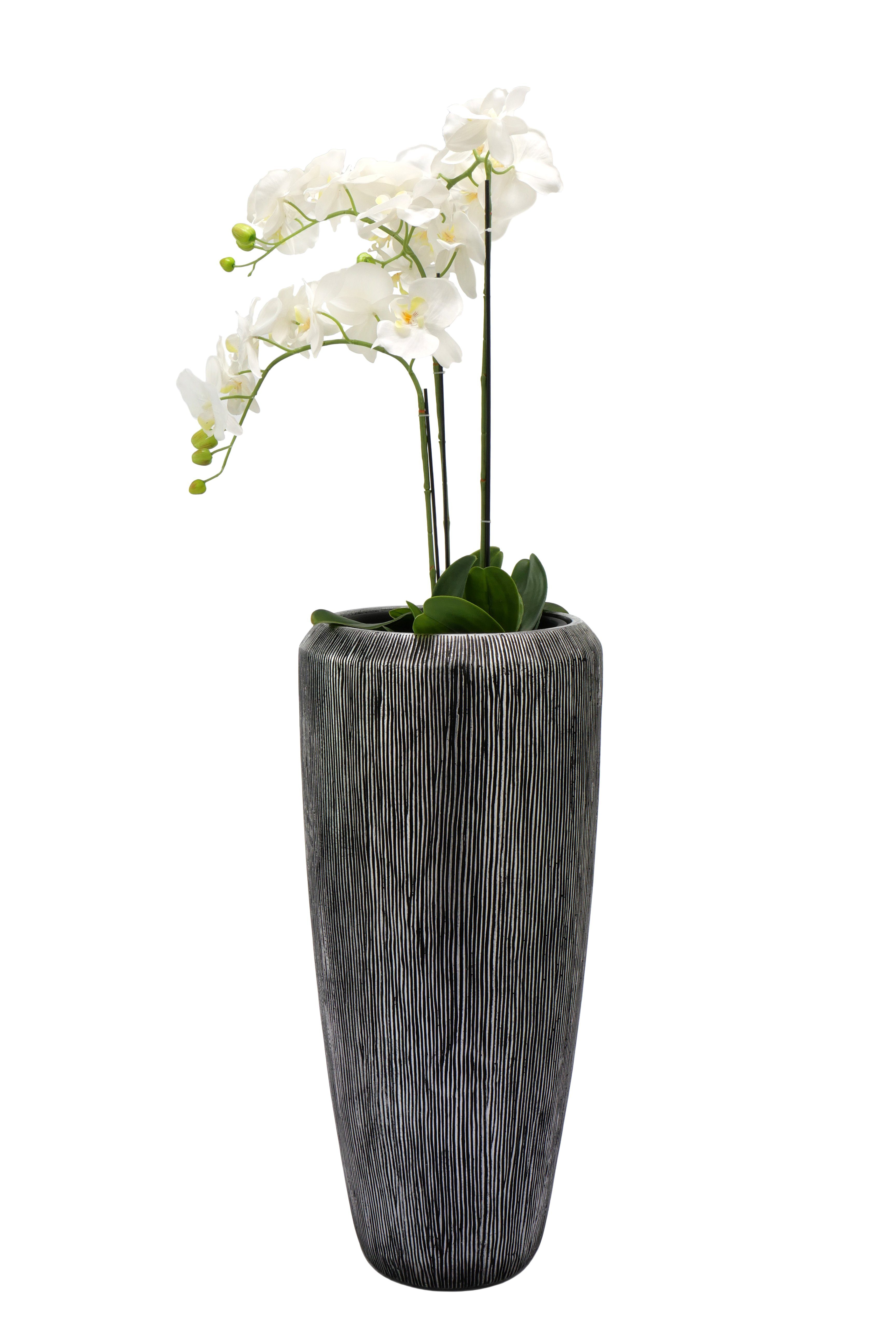 Flingora Bodenvase Esmee, mit Einsatz - Fiberglas - Indoor - Silber - Höhe 75 cm