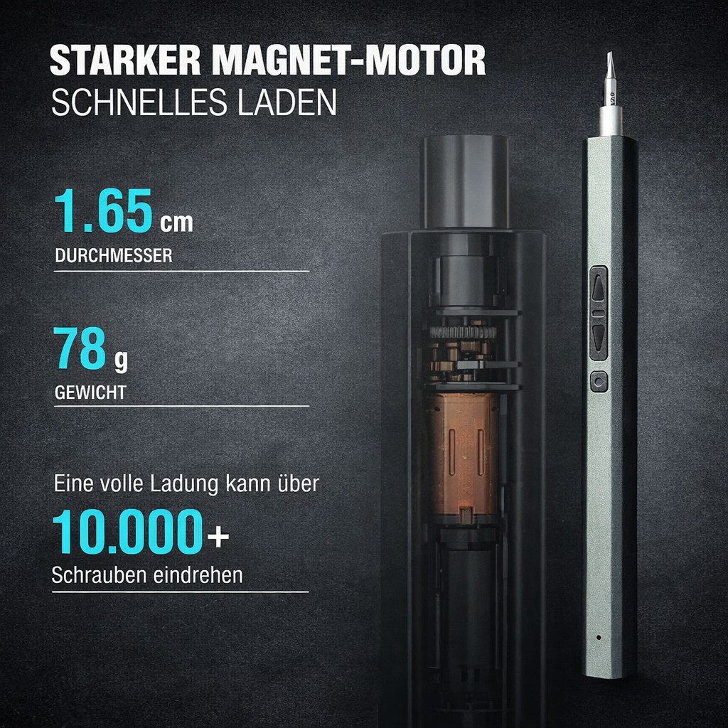 COOL-i ® Elektro-Schraubendreher 66-in-1 Elektrischer Schraubendreher,Präzisionsschraubendreher-Set, 200,00 U/min, 3,00 Nm, mit 64 S2-Stahlbits und LED-Arbeitsl – Bild 5 von 5