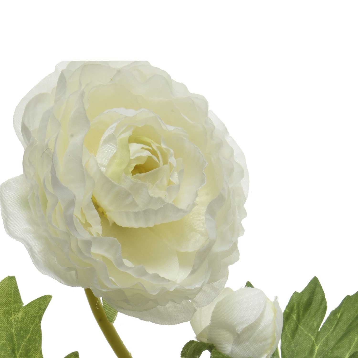57 Ranunkel Stiel Knospe Blüte mit am 57cm Höhe Kunstblume weiß, cm MARELIDA, H: Dekoblume Kunstblume